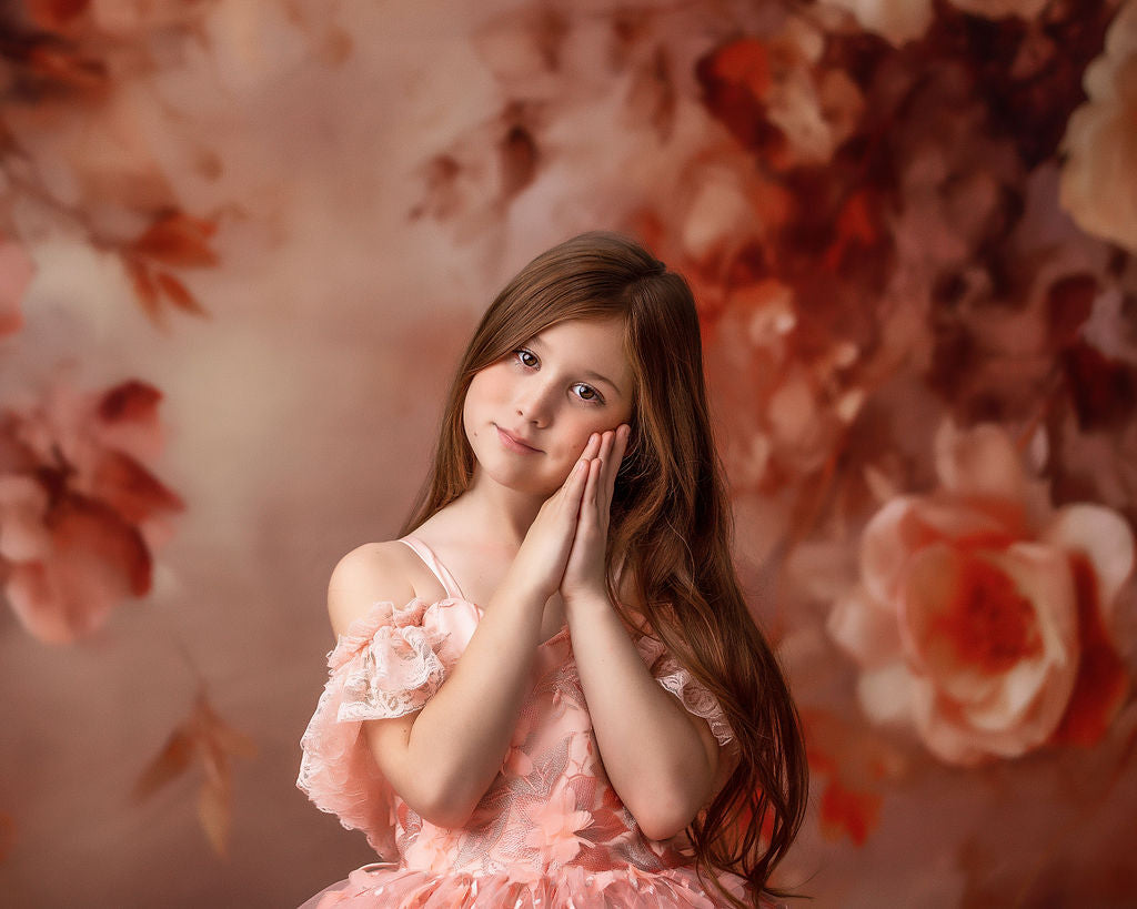 Couture Rental Gown "Heavenly" Peach - Floor Length Dress ( 6 Year - Petite 7 Year)