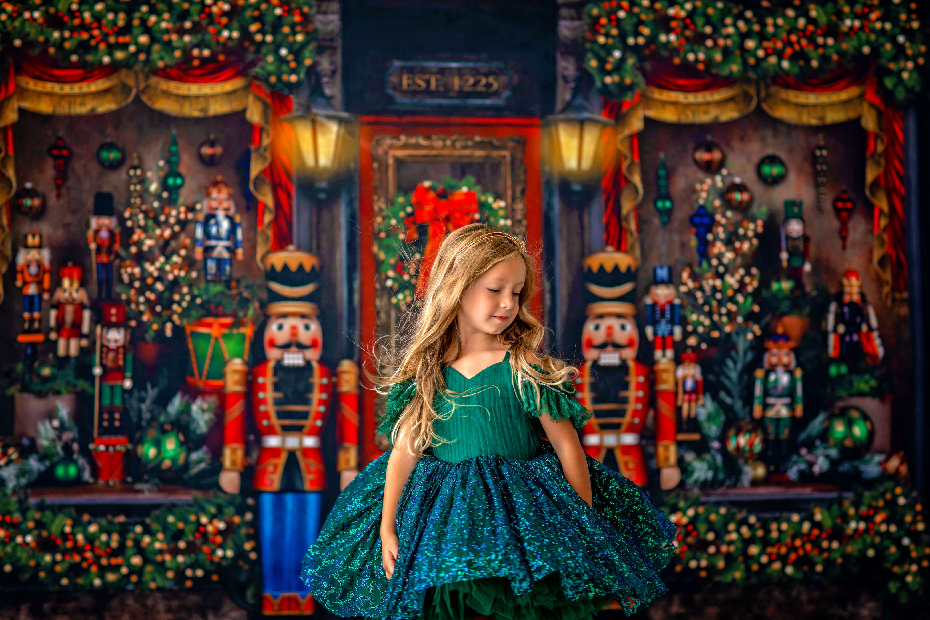 "Evergreen" Vintage Petal Length Dress Editorial Dress, Couture Gown, Special Occasion Dress