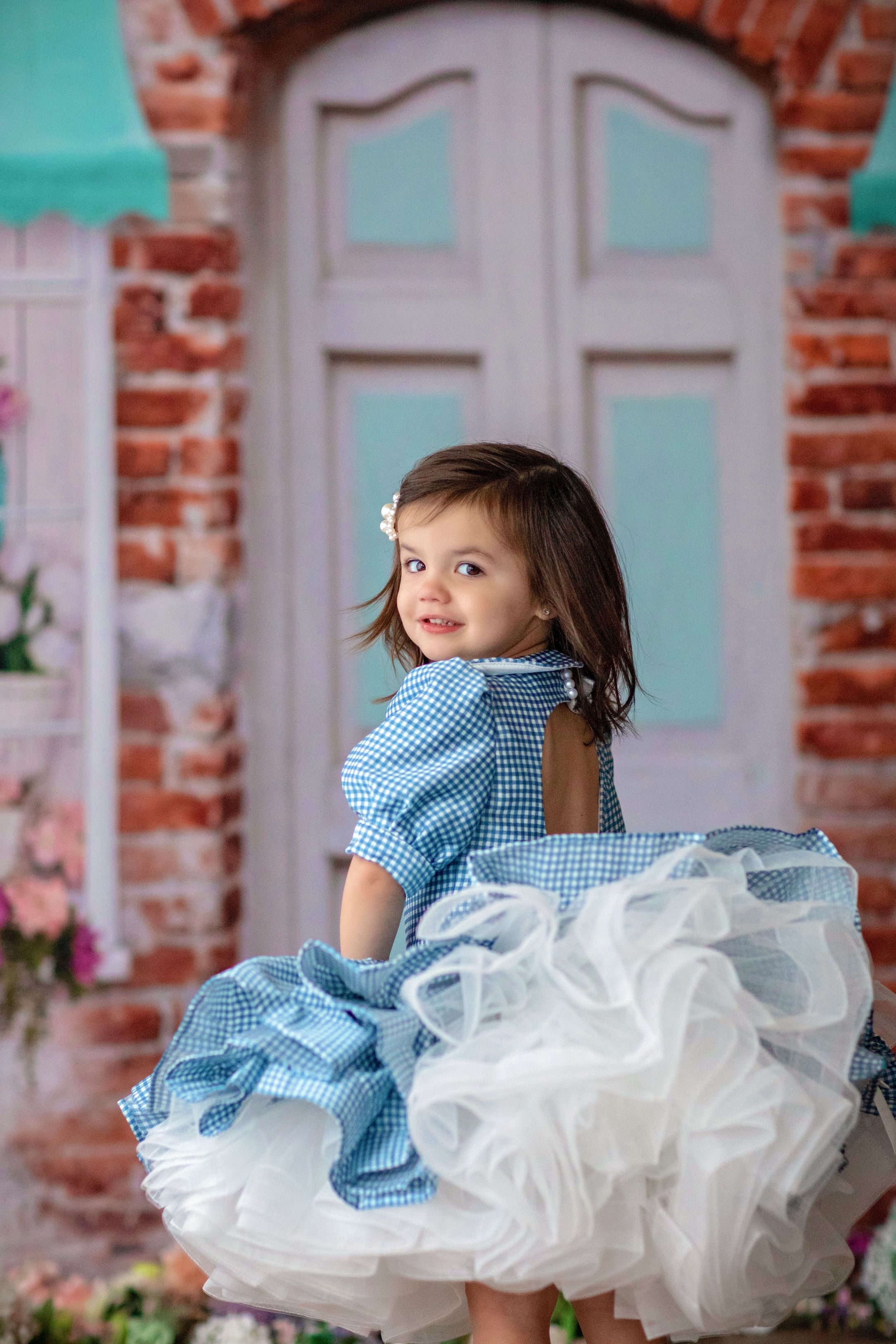 "Dorothy Blue" - Petal Length Dress - ( 3 Year - Petite 5 Year)