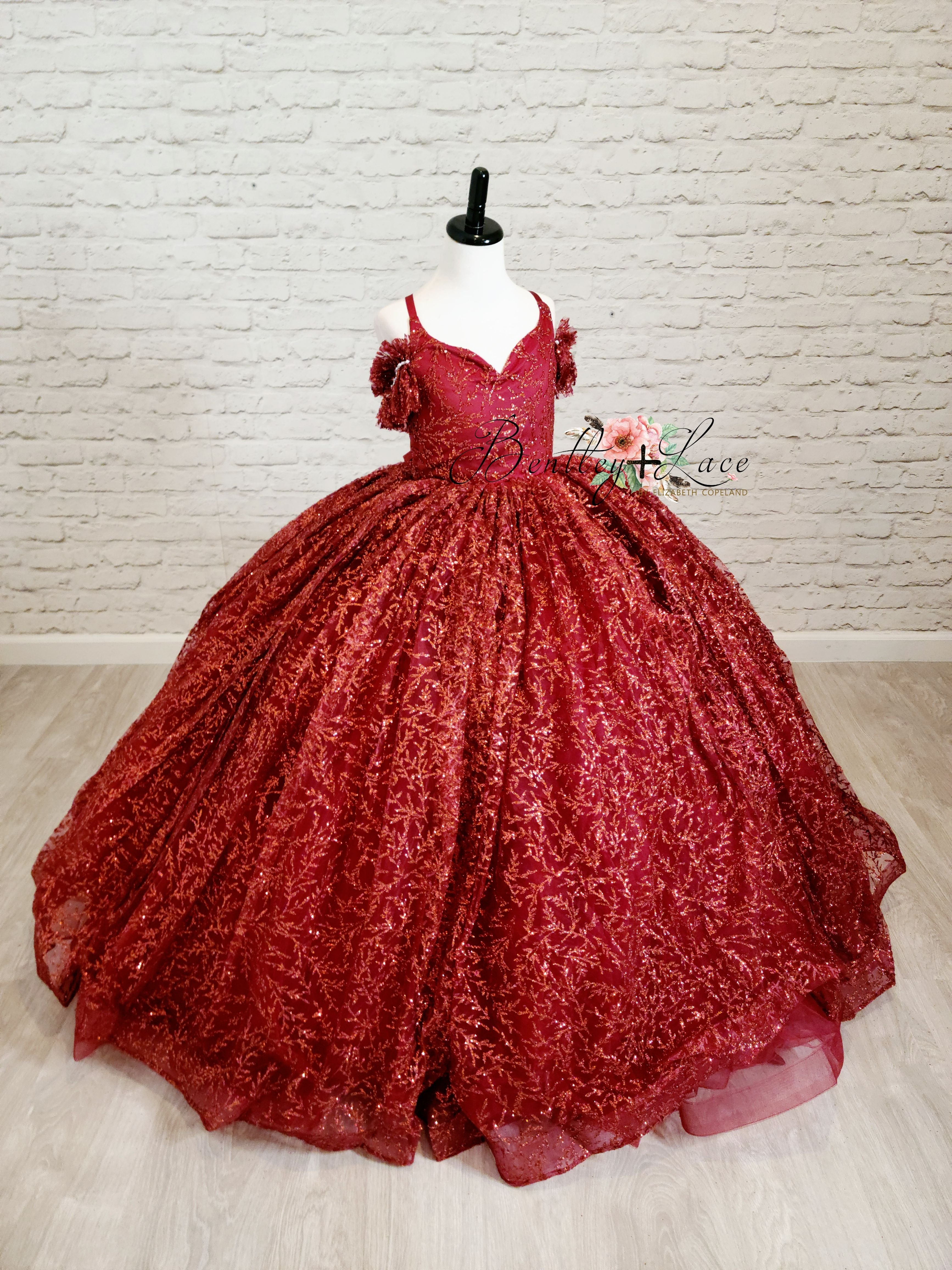 "Ruby Shimmer" -Floor Long - Editorial Dress, Couture Gown, Special Occasion Dress