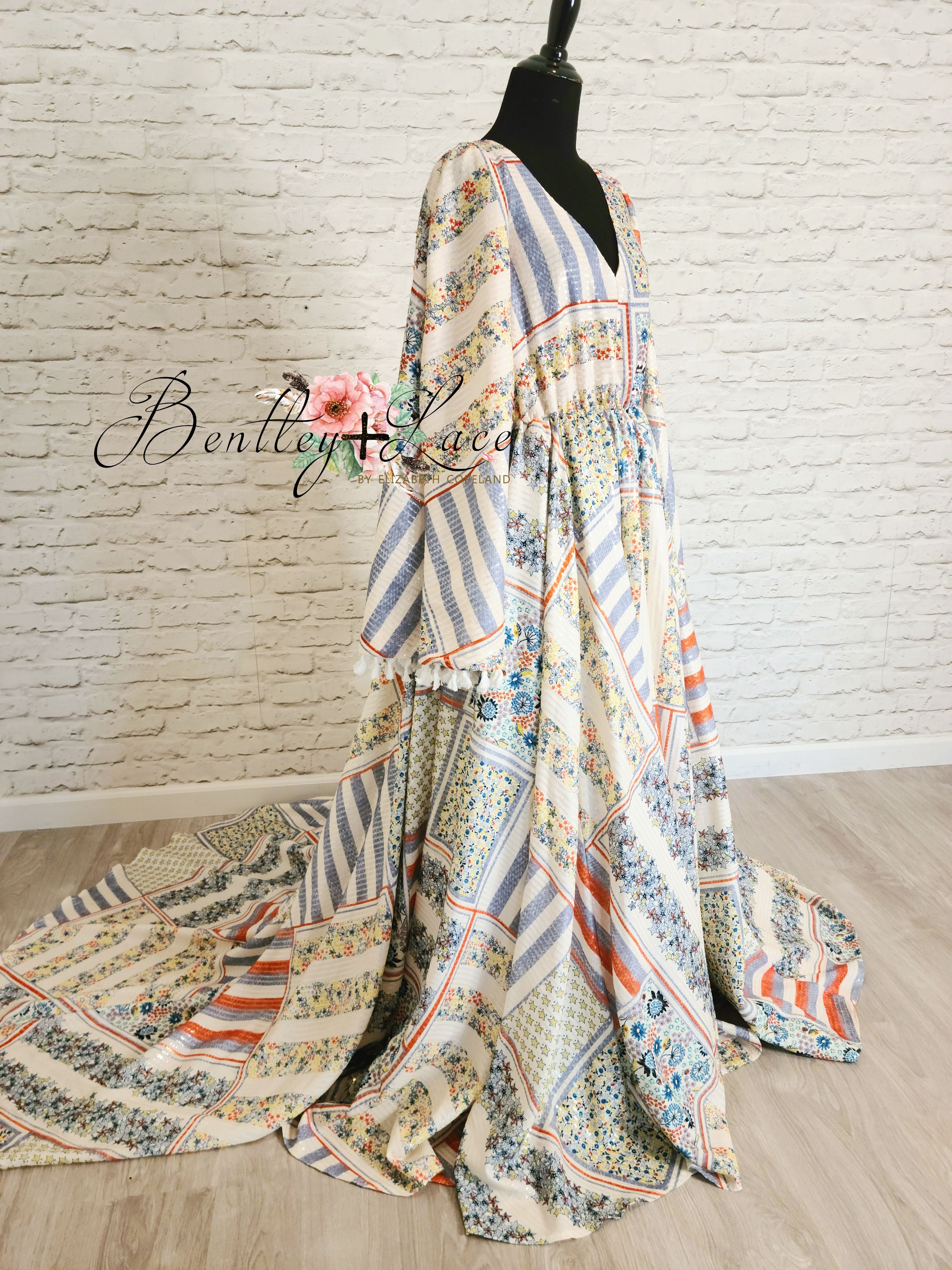NEW Patriotic "Patchwork Dreaming" - Beautiful boho inspired gown - (TEEN-ADULT) Maternity Friendly.