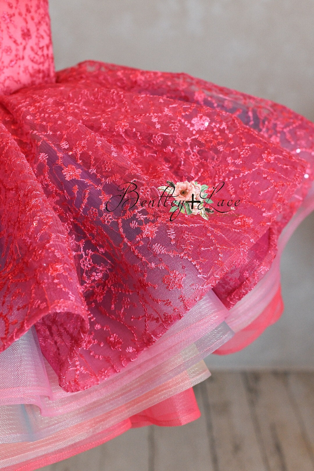 RETIRED RENTAL EUC "Somewhere over the Rainbow" -  Bold Pink - Petal Short Length Dress ( 6 Year - Petite 7 Year)