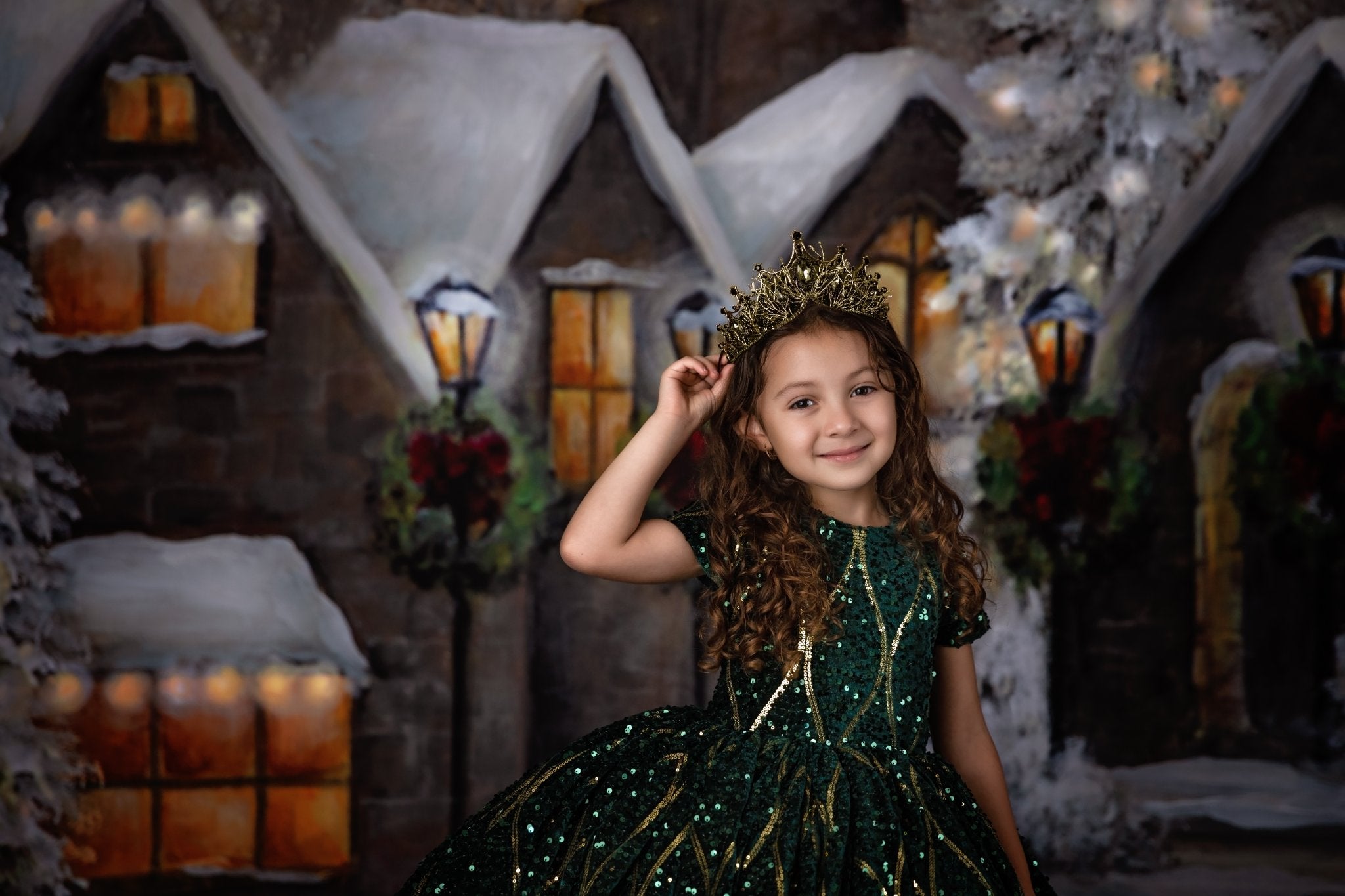 Rts retired rental ooak will not remake euc Couture rental gown: "Nutcracker Dance" - Green high low With Sleeve Option Petal Length Dress ( 4 Year - Petite 5 Year)