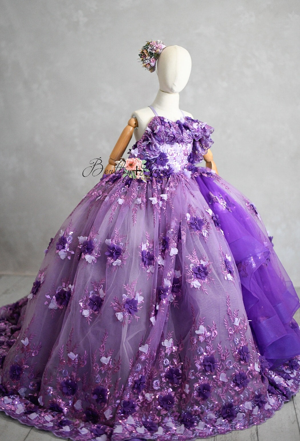 Amethyst- Flutter bodice- Floor Length Dress ( 6 Year - Petite 7 Year)