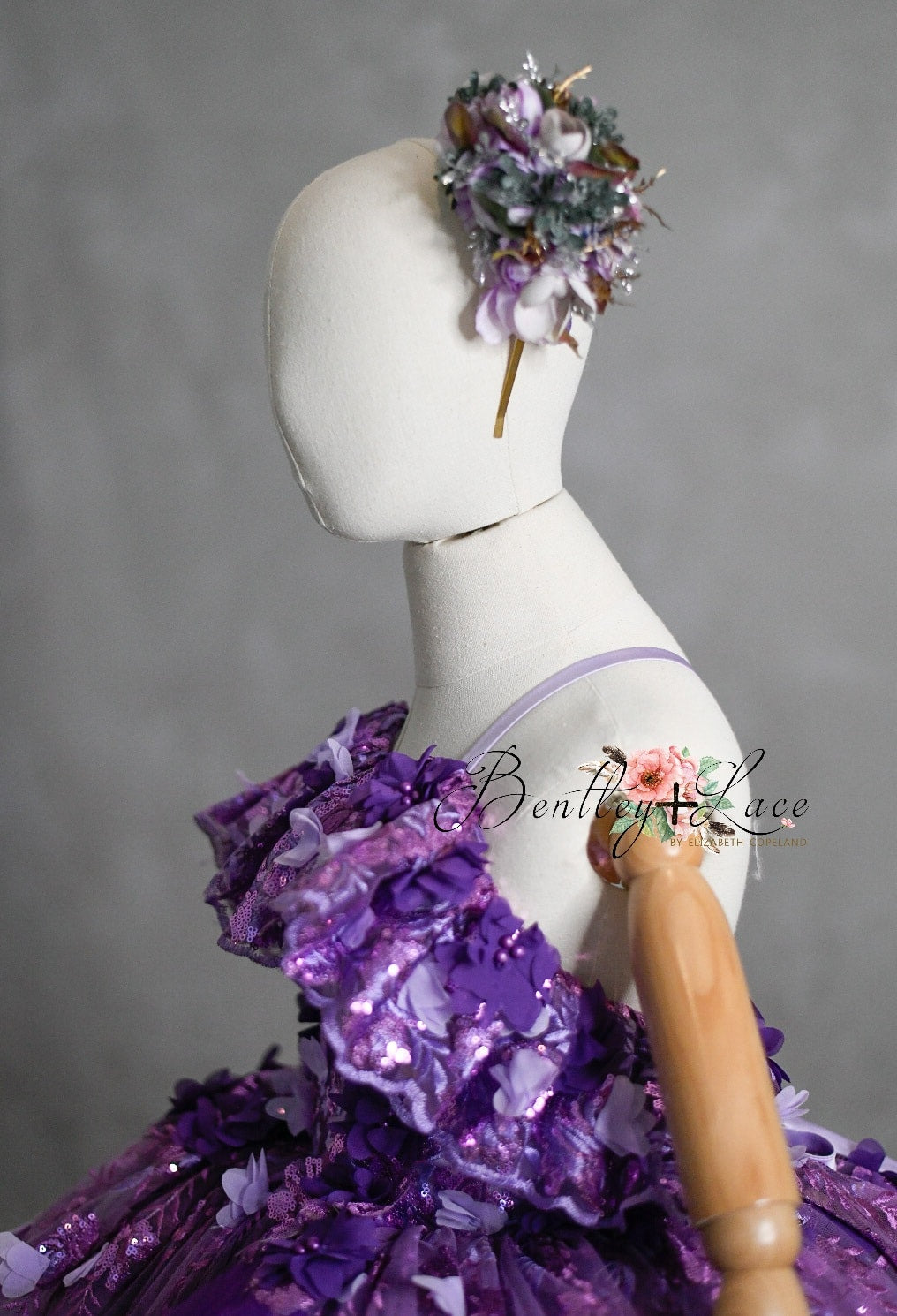 Amethyst- Flutter bodice- Floor Length Dress ( 6 Year - Petite 7 Year)