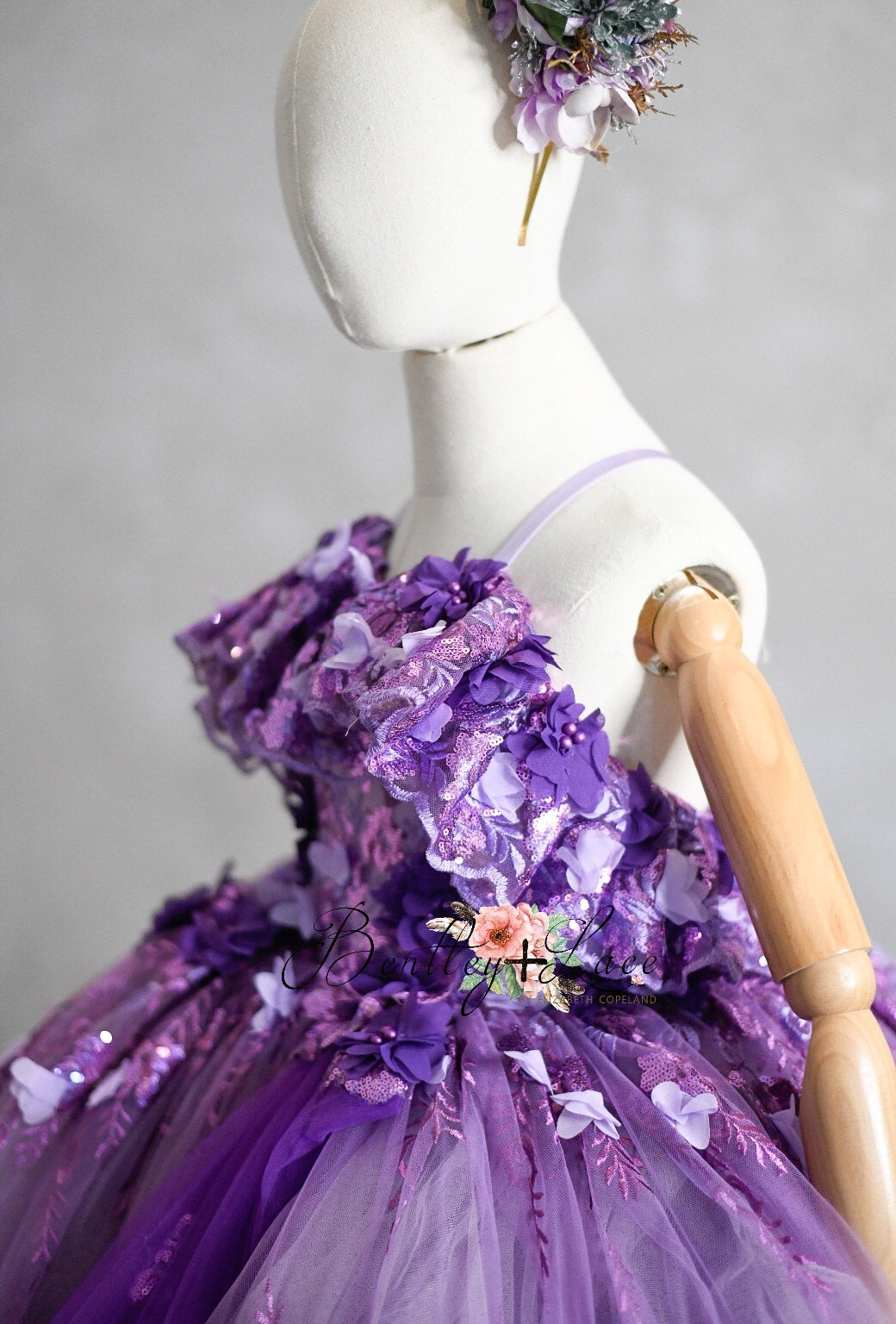 Amethyst- Flutter bodice- Floor Length Dress ( 6 Year - Petite 7 Year)