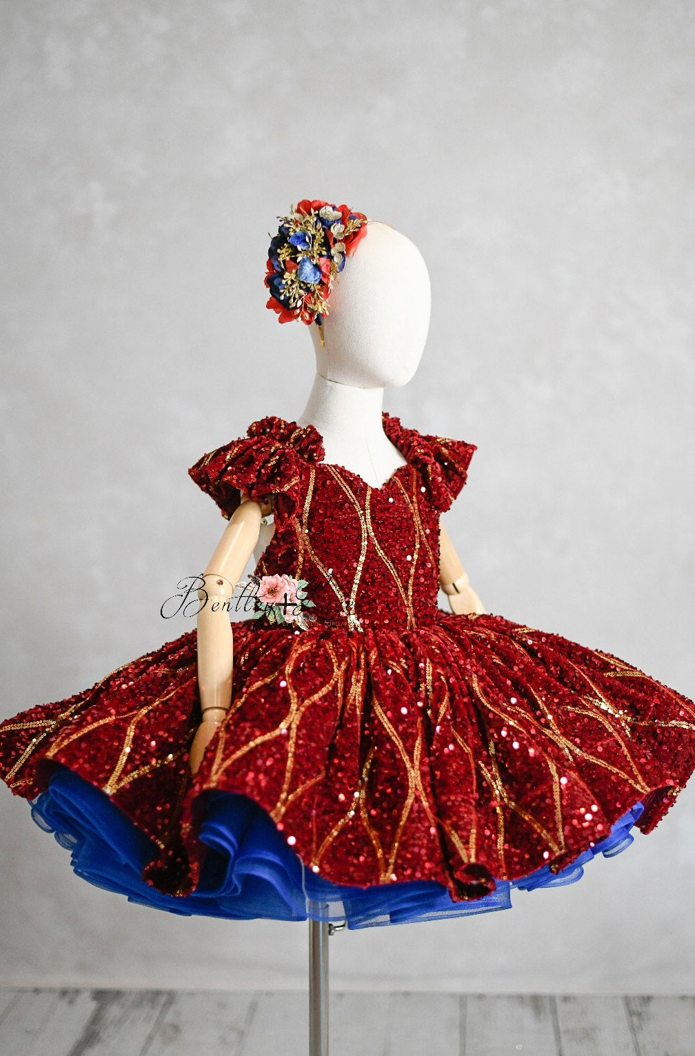 New rts "Nutcracker Holiday" - Red/Blue  Petal Length Dress  ( 5 Year - Petite 6 Year)