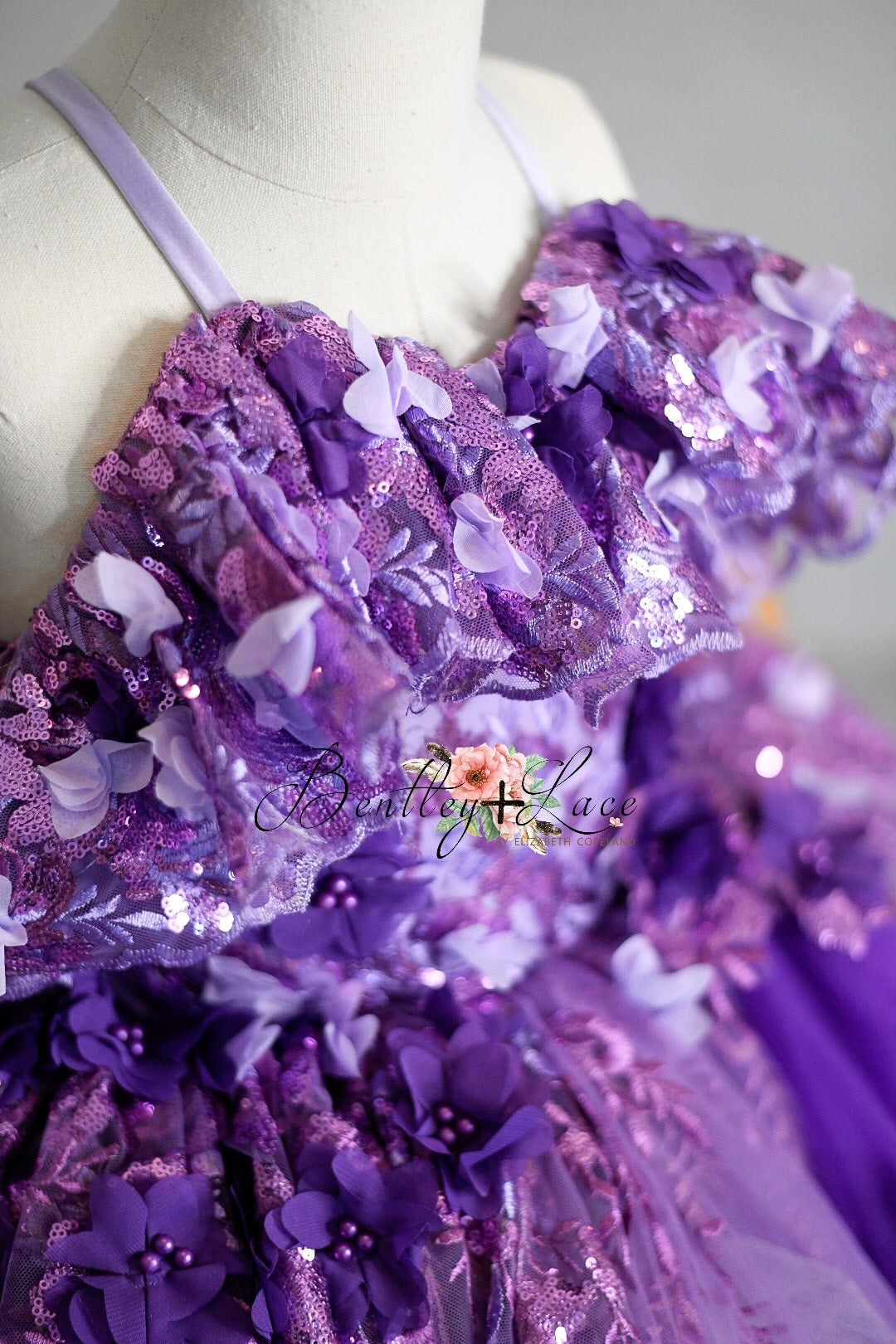 Amethyst- Flutter bodice- Floor Length Dress ( 6 Year - Petite 7 Year)