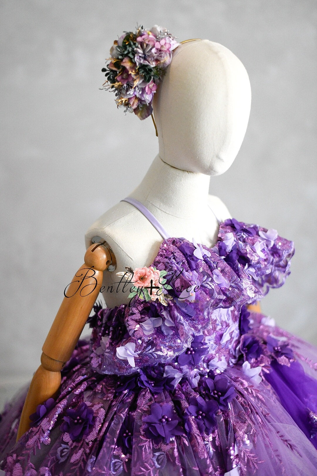 Amethyst- Flutter bodice- Floor Length Dress ( 6 Year - Petite 7 Year)