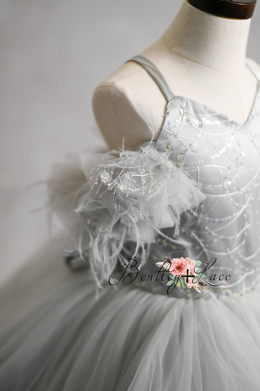 "Evangeline" - Tinsel Silver- Floor Length ( 3 Year - Petite 4 Year)