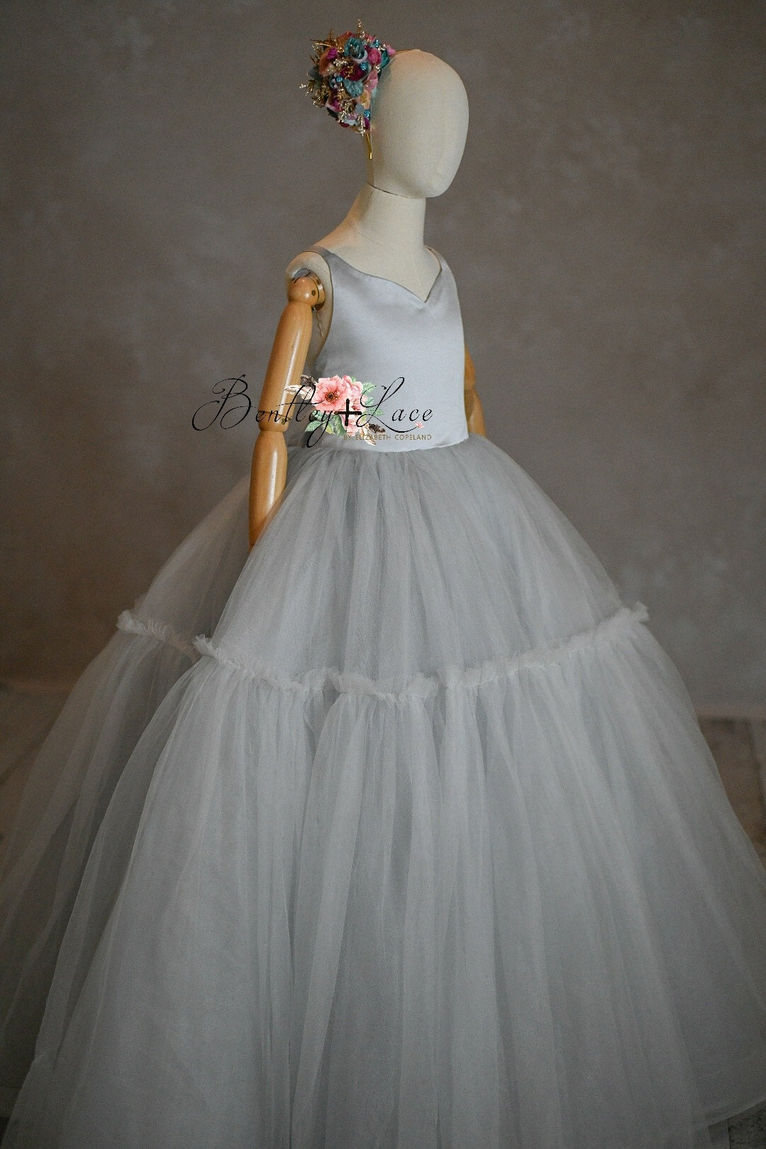 "Frenchie" - Silver Bud- Floor Length ( 7 Year - Petite 9 Year)