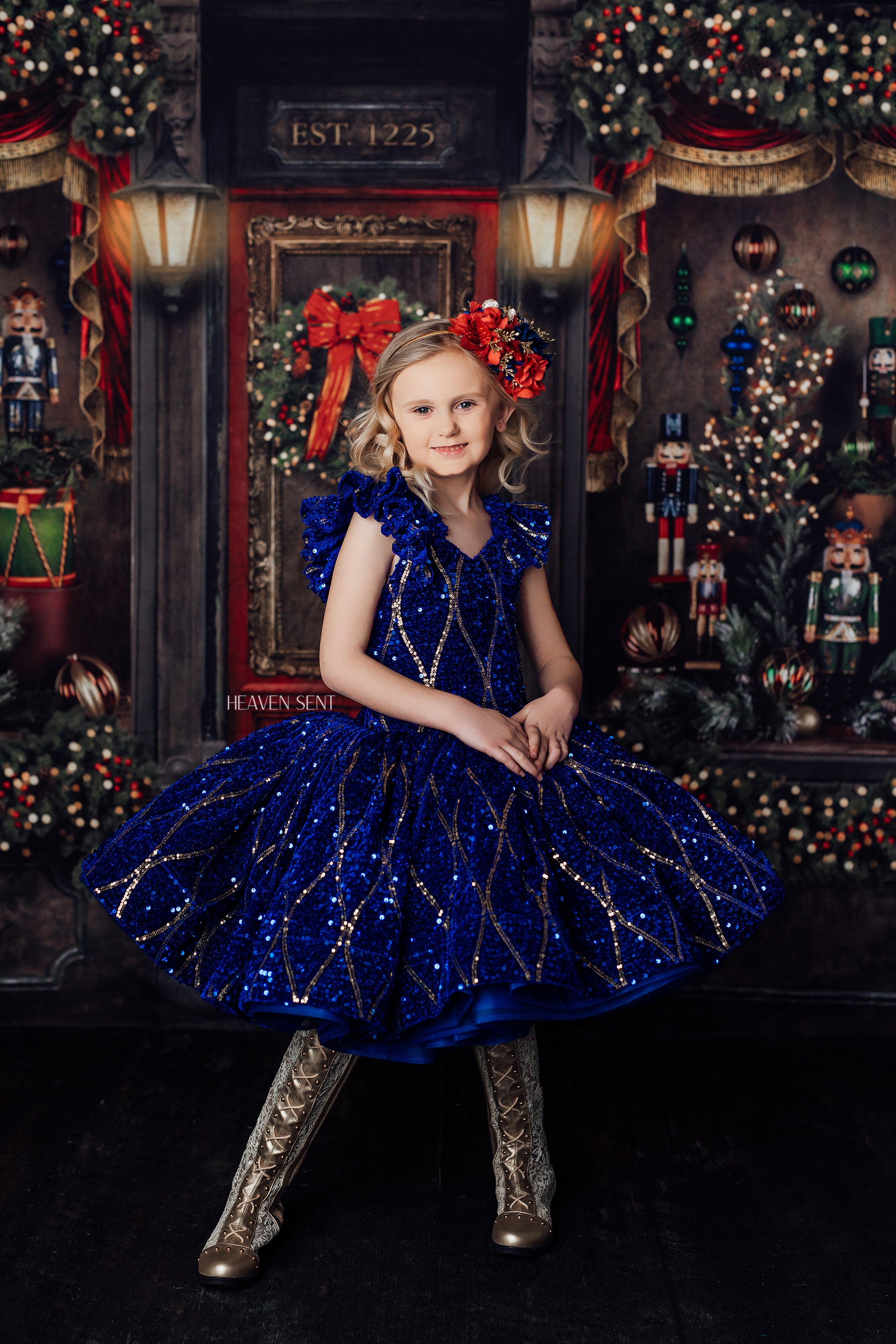 "Nutcracker Dance" - Blue Petal Length Dress  ( 6 Year - Petite 8 Year)