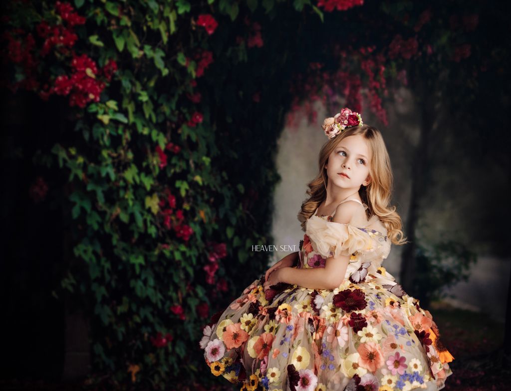 "Taylor" in Champagne - Petal Short Length Dress ( 6 Year - Petite 7 Year)