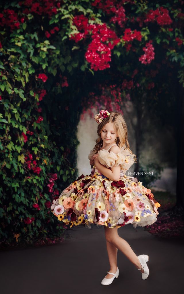 "Taylor" in Champagne - Petal Short Length Dress ( 6 Year - Petite 7 Year)