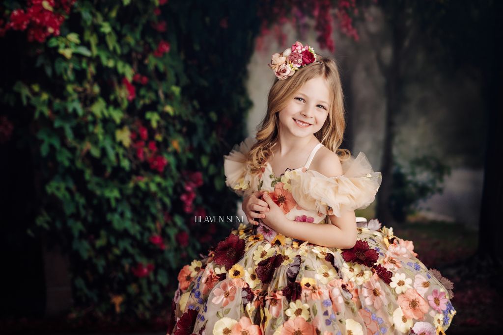 "Taylor" in Champagne - Petal Short Length Dress ( 6 Year - Petite 7 Year)