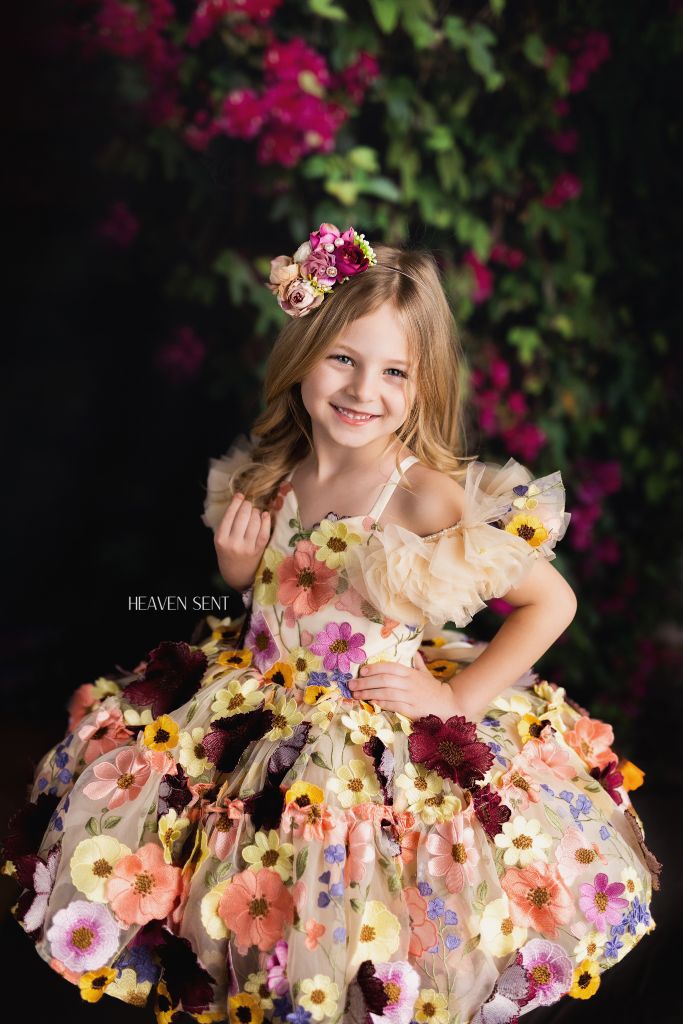 "Taylor" in Champagne - Petal Short Length Dress ( 6 Year - Petite 7 Year)