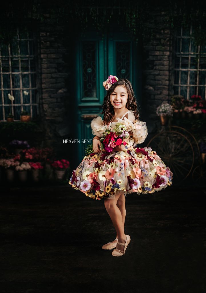 "Taylor" in Champagne - Petal Short Length Dress ( 6 Year - Petite 7 Year)