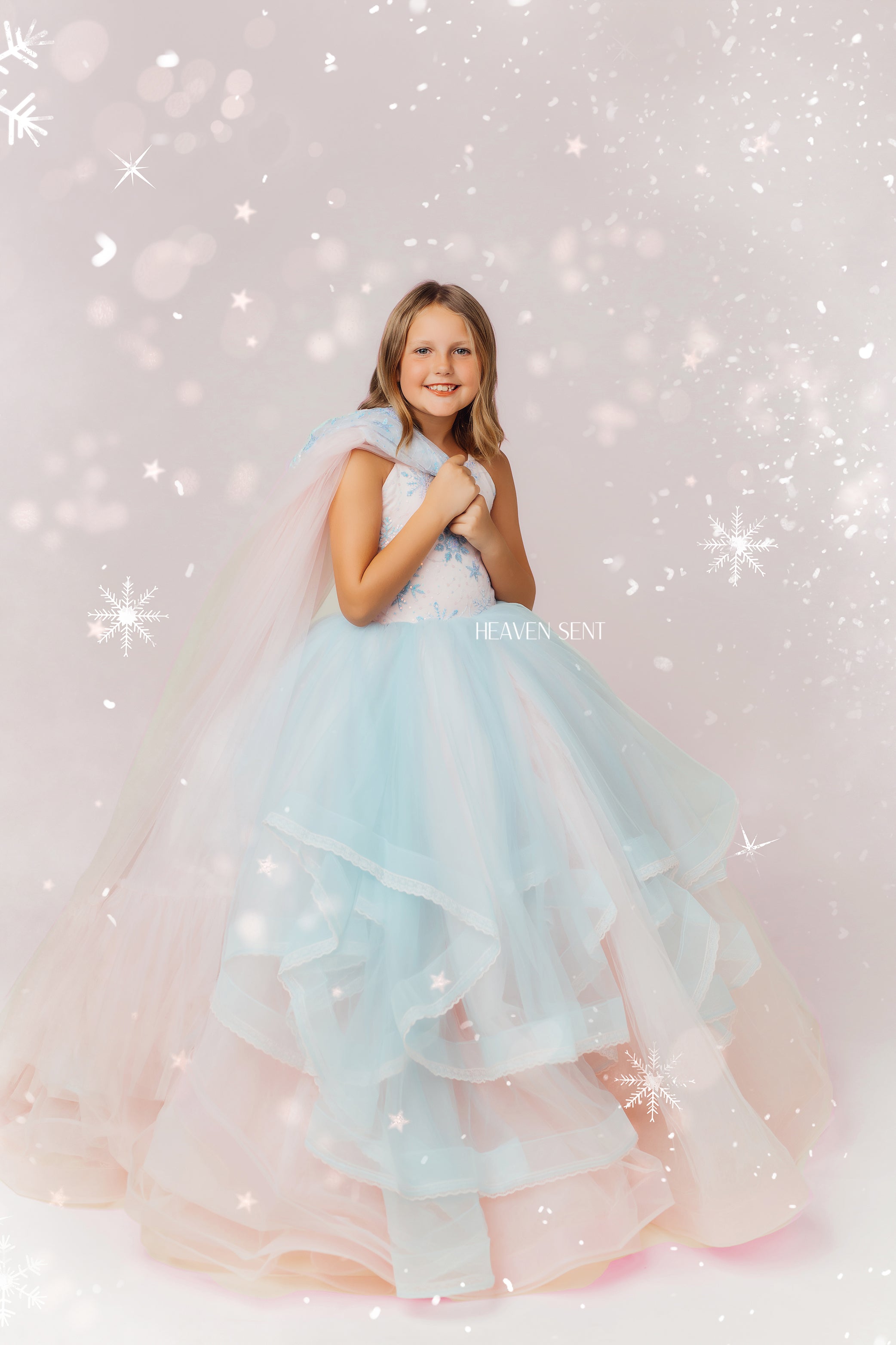 "Elsa" - with cape  Floor Length ( 7 Year - Petite 8 Year)