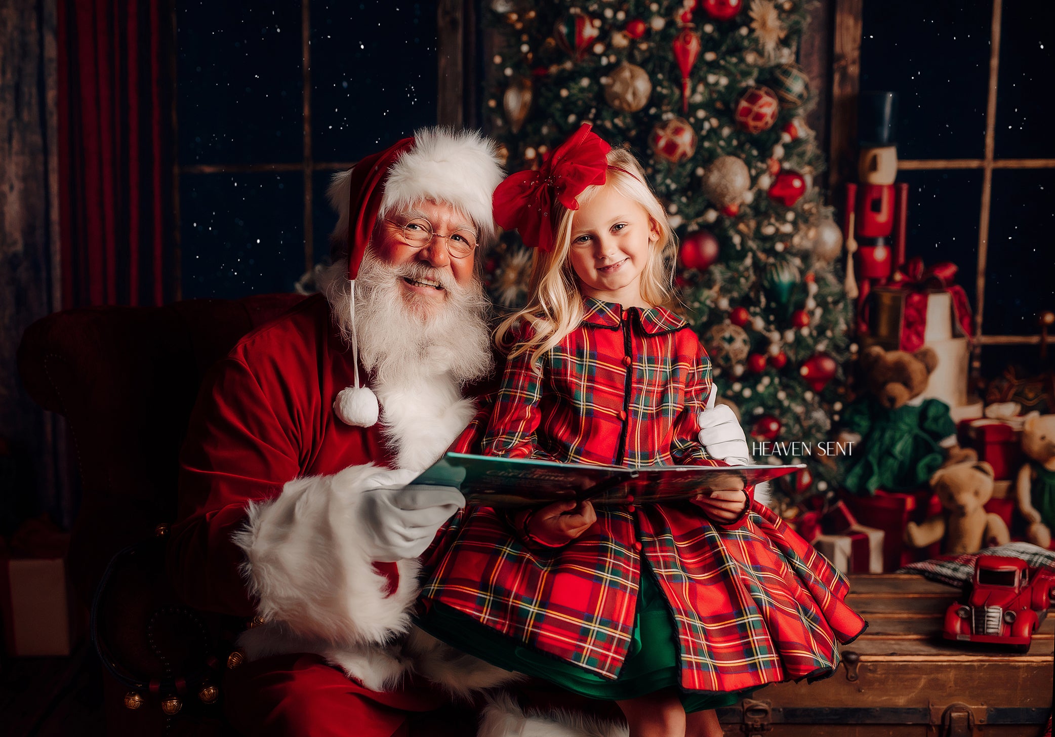 "Darling Plaid" Red Vintage Jacket Dress + Green Solid Petal Length Dress ( 5 Year - Petite 6 Year)