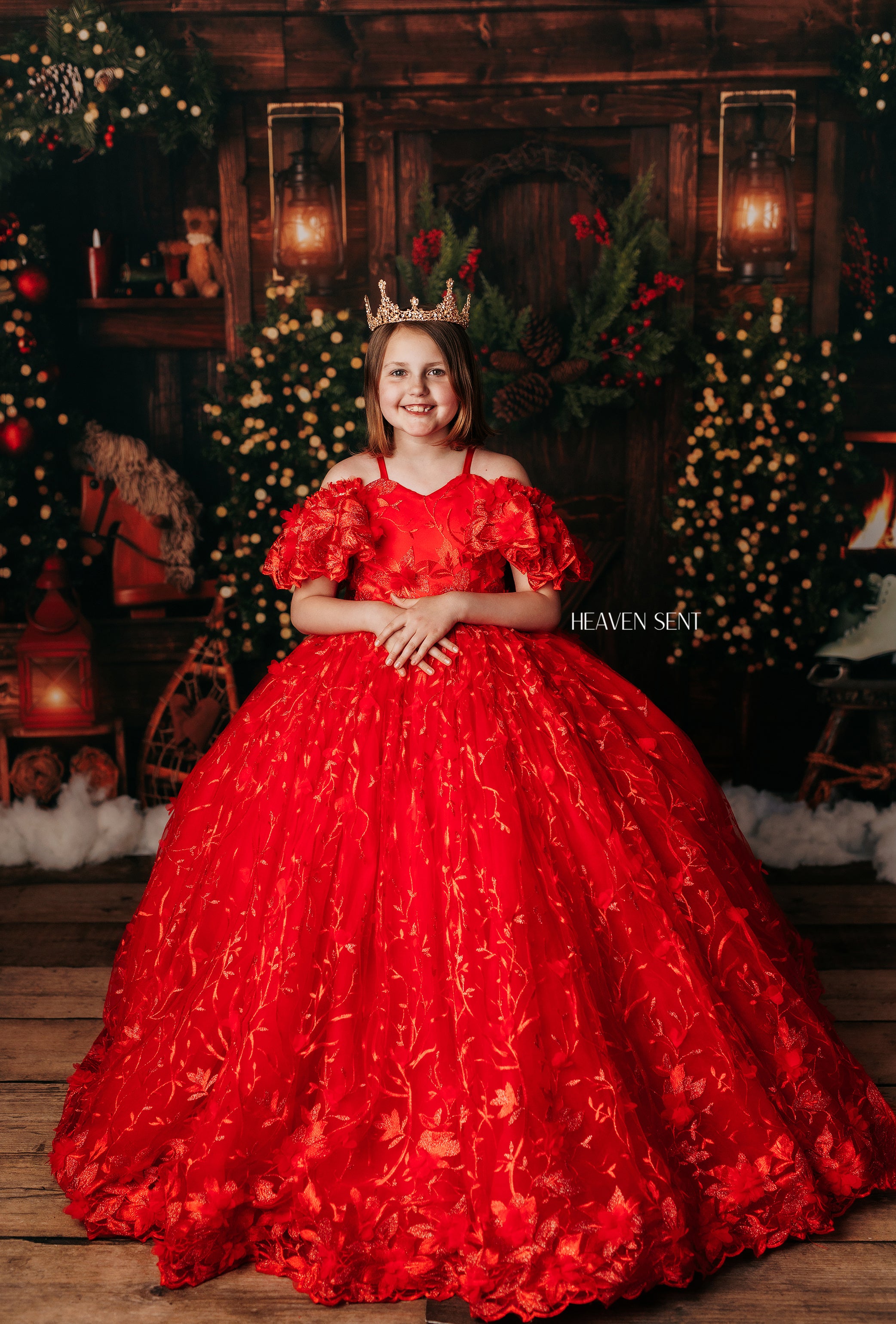 "Samantha" Rose - floor Length Dress with cape- ( 6 Year - Petite 7 Year possible 8)