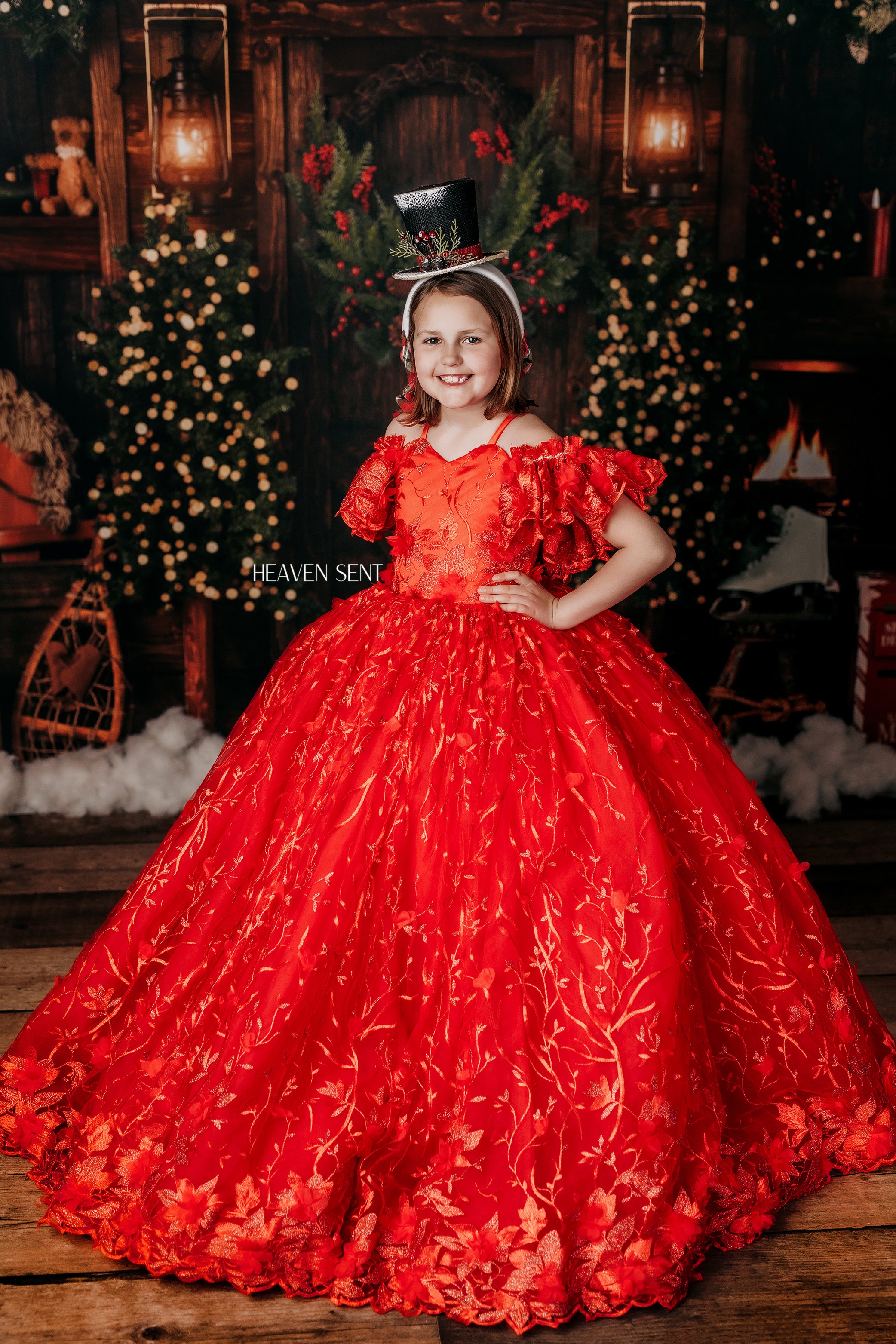 "Samantha" Rose - floor Length Dress with cape- ( 6 Year - Petite 7 Year possible 8)