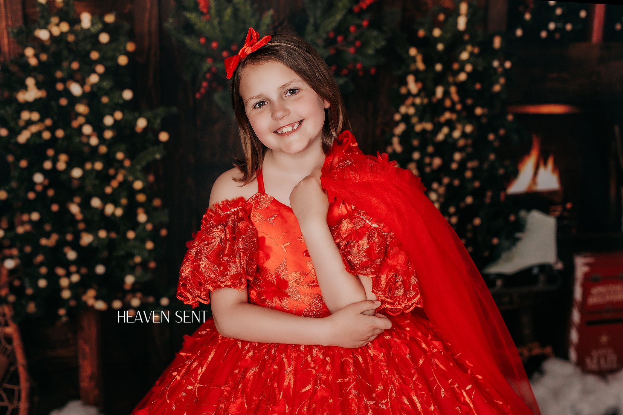 "Samantha" Rose - floor Length Dress with cape- ( 6 Year - Petite 7 Year possible 8)