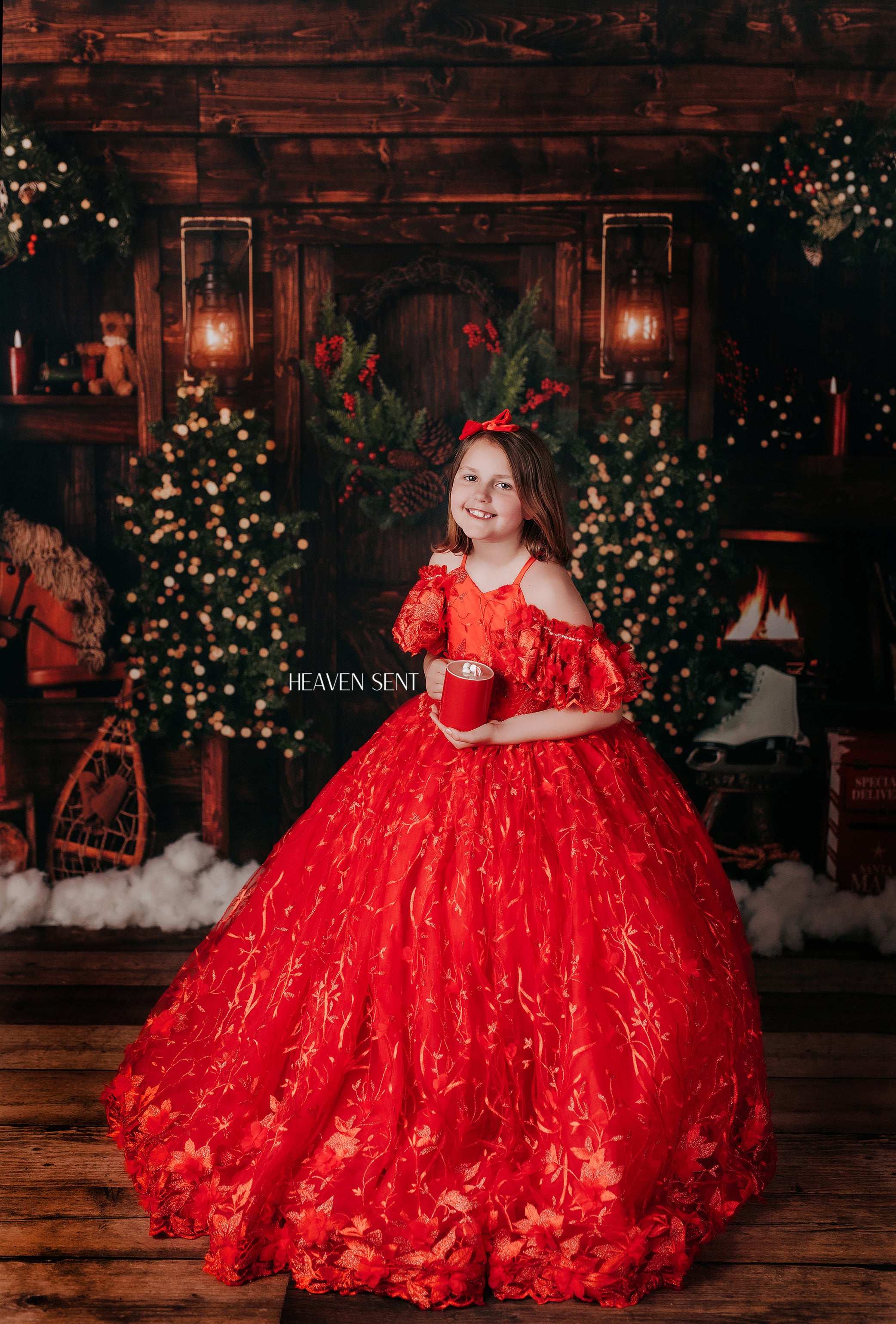 "Samantha" Rose - floor Length Dress with cape- ( 6 Year - Petite 7 Year possible 8)