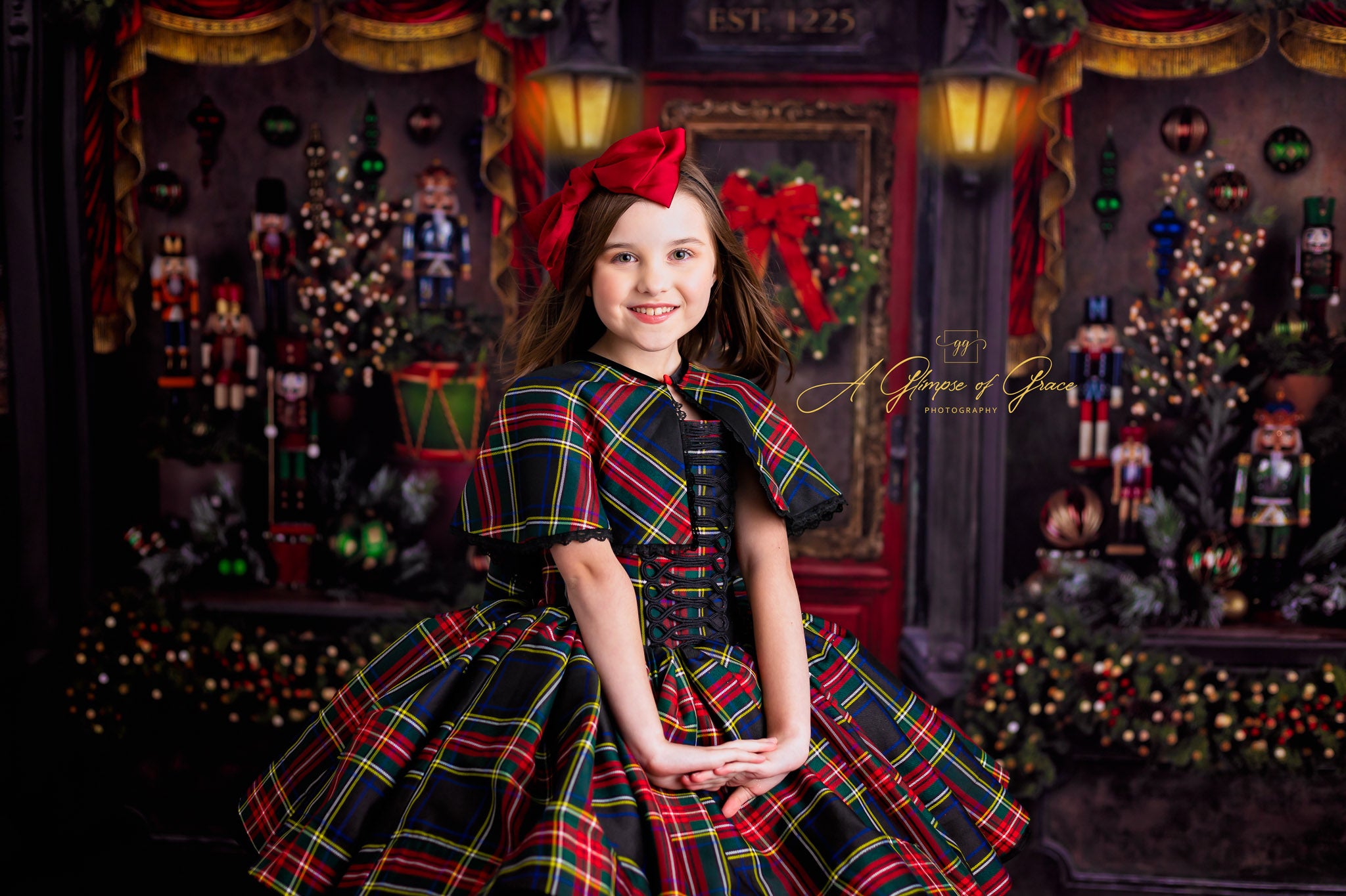Couture gown rental: "Darling Plaid" Set Petal Length Dress ( 6 Year - Petite 7 Year)