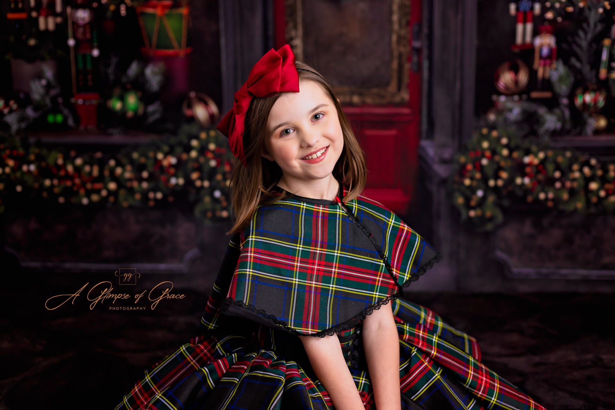 Couture gown rental: "Darling Plaid" Set Petal Length Dress ( 6 Year - Petite 7 Year)