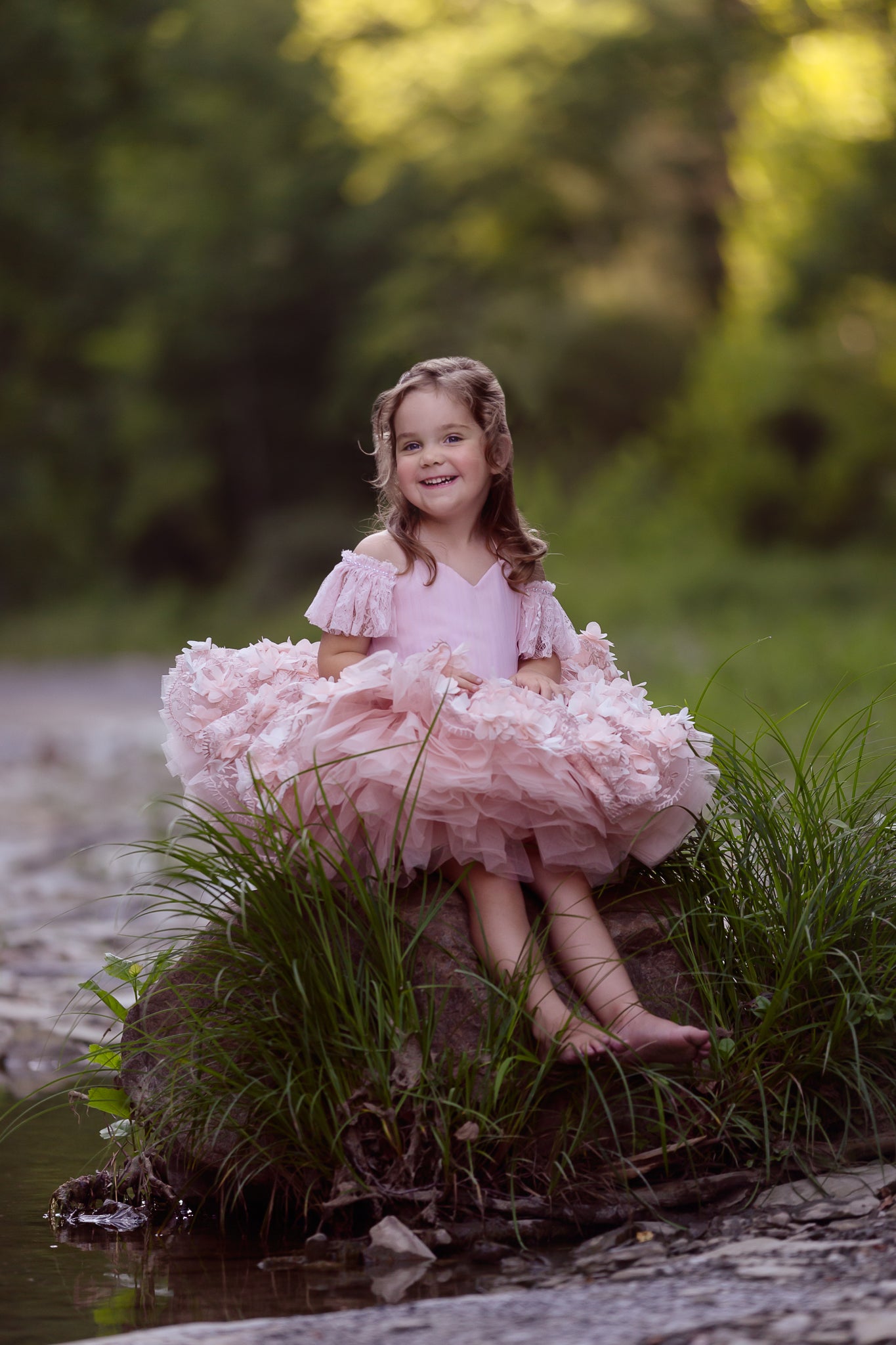 Charlee ballerina length gown- shades of peach (3 year- petite 4 year)
