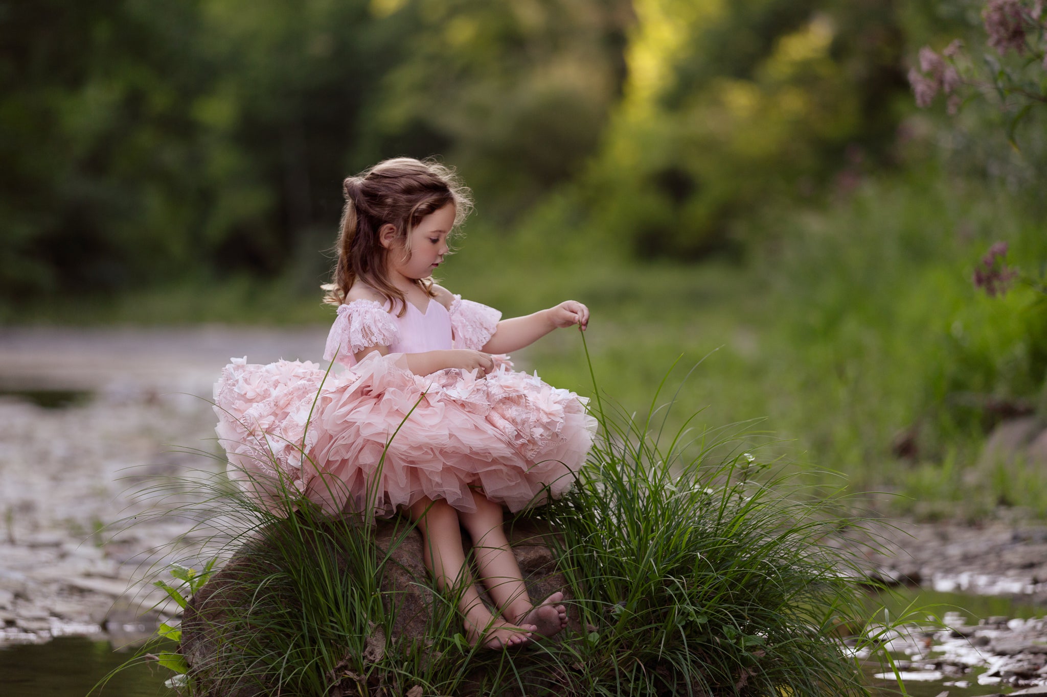 Charlee ballerina length gown- shades of peach (3 year- petite 4 year)