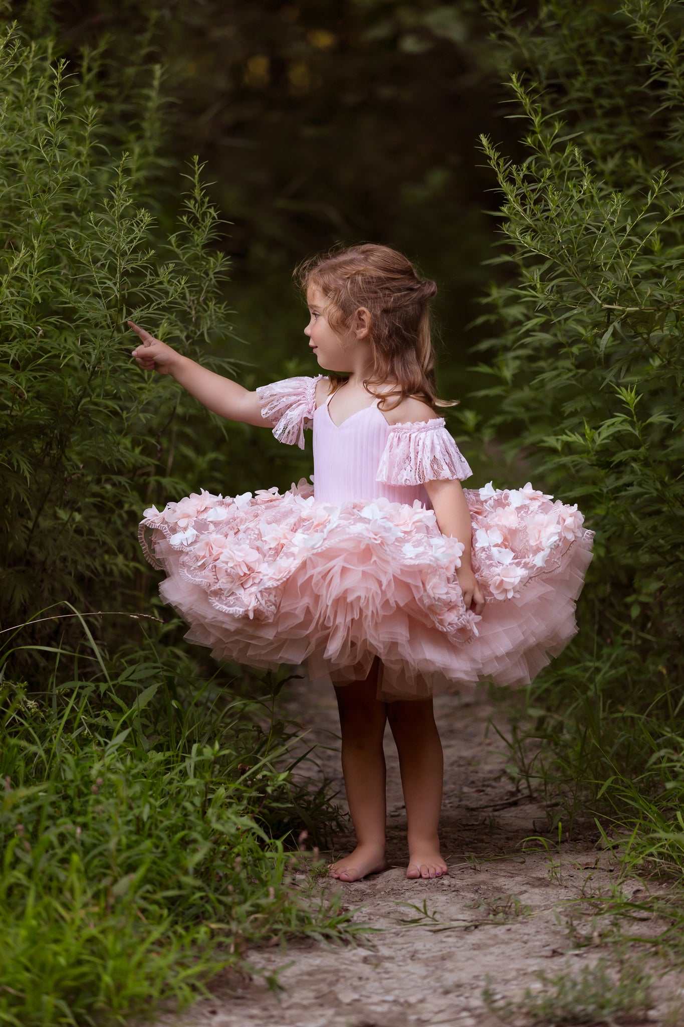 Charlee ballerina length gown- shades of peach  (3 year- petite 4 year)