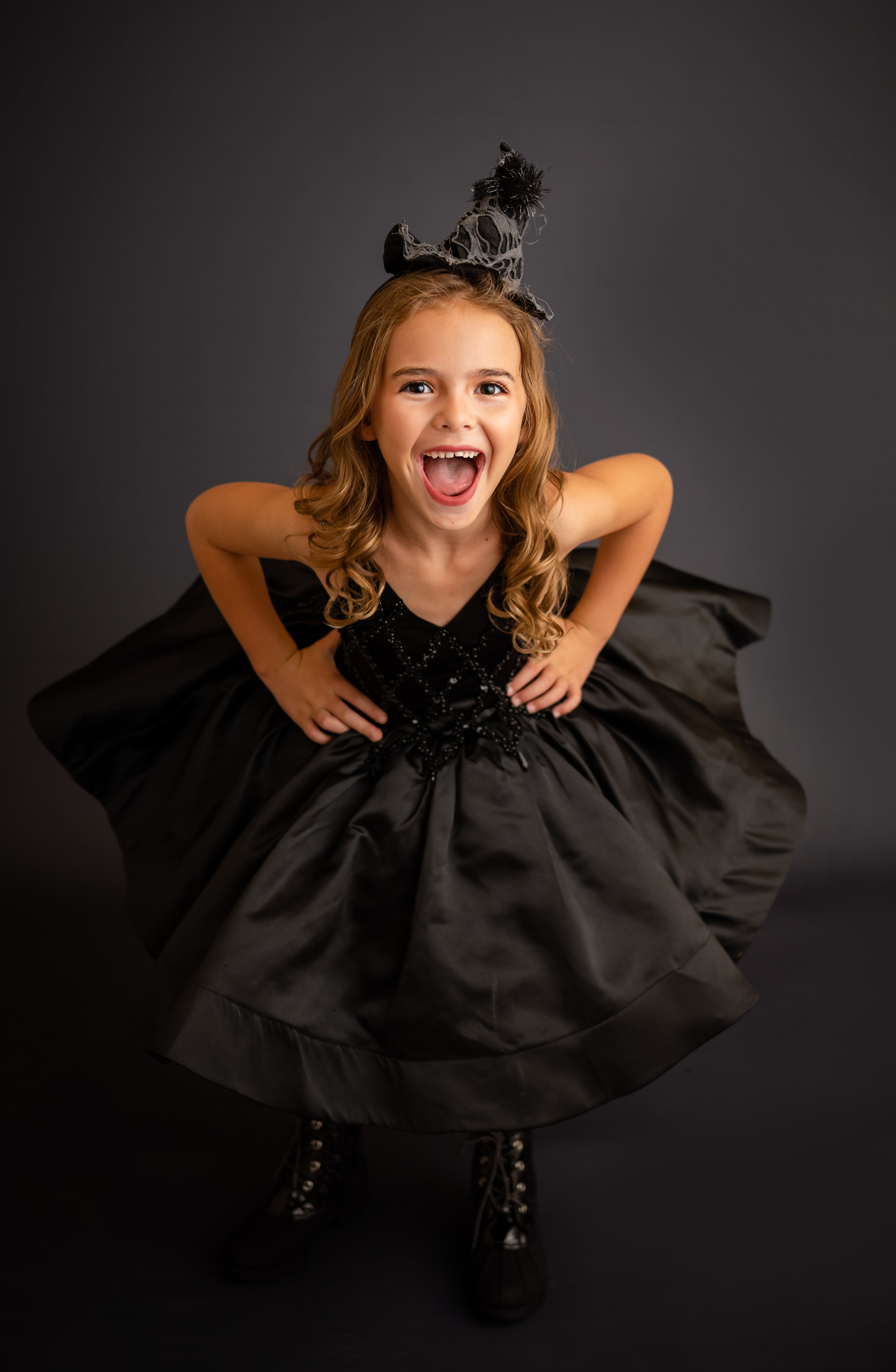 "Darling Plaid" Black Vintage Jacket + Black Beaded Solid Petal Length Dress ( 5 Year - Petite 6 Year)