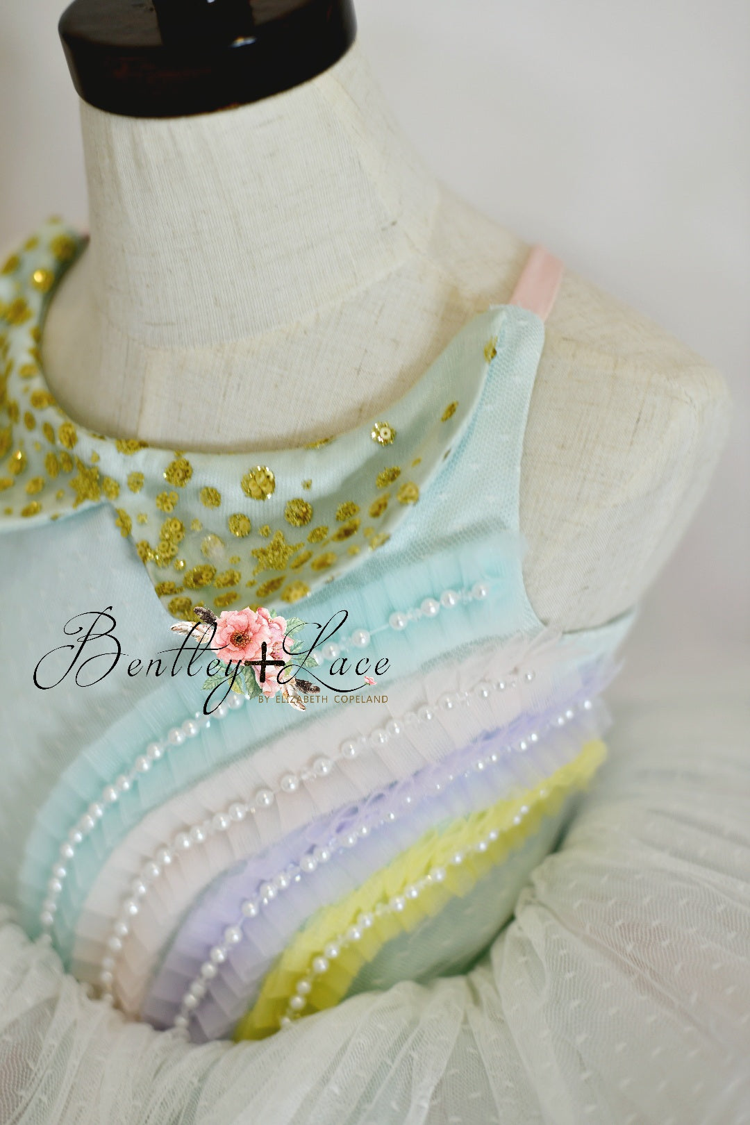 Euc retired rental Petal "Rainbow Dreaming in Pastel" Petal Length Dress (4 Year-Petite 5 Year)