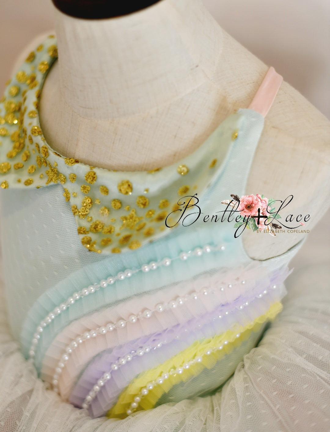 Euc retired rental Petal "Rainbow Dreaming in Pastel" Petal Length Dress (4 Year-Petite 5 Year)