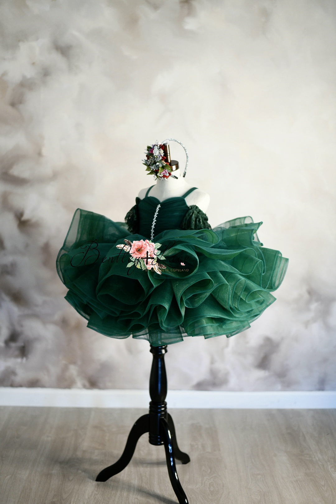 "Greer" in Evergreen Petal Length Dress (4 Year-Petite 5 Year)