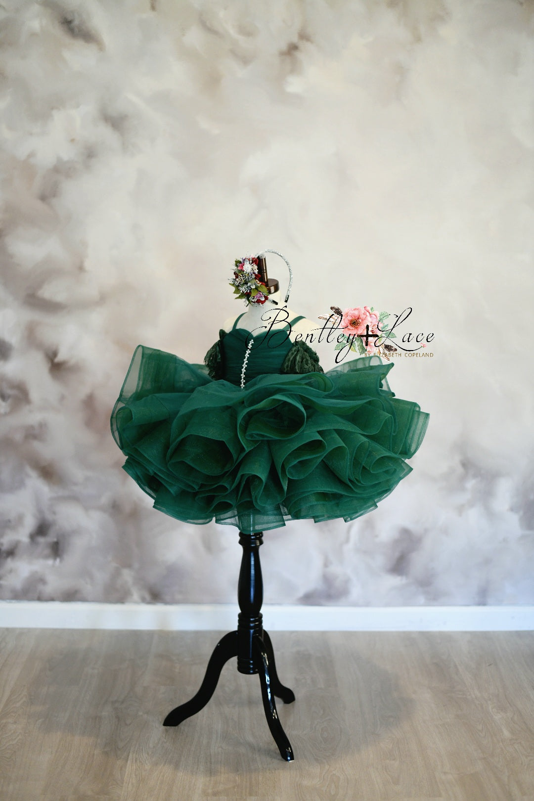 "Greer" in Evergreen Petal Length Dress (4 Year-Petite 5 Year)