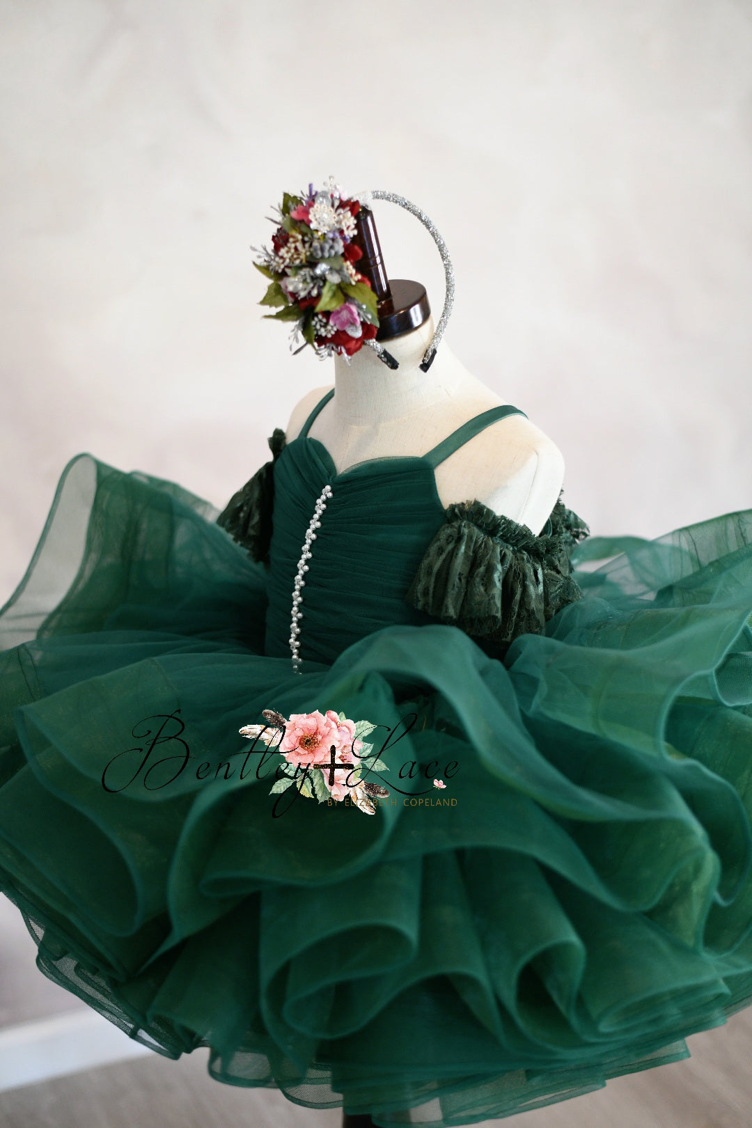 "Greer" in Evergreen Petal Length Dress (4 Year-Petite 5 Year)