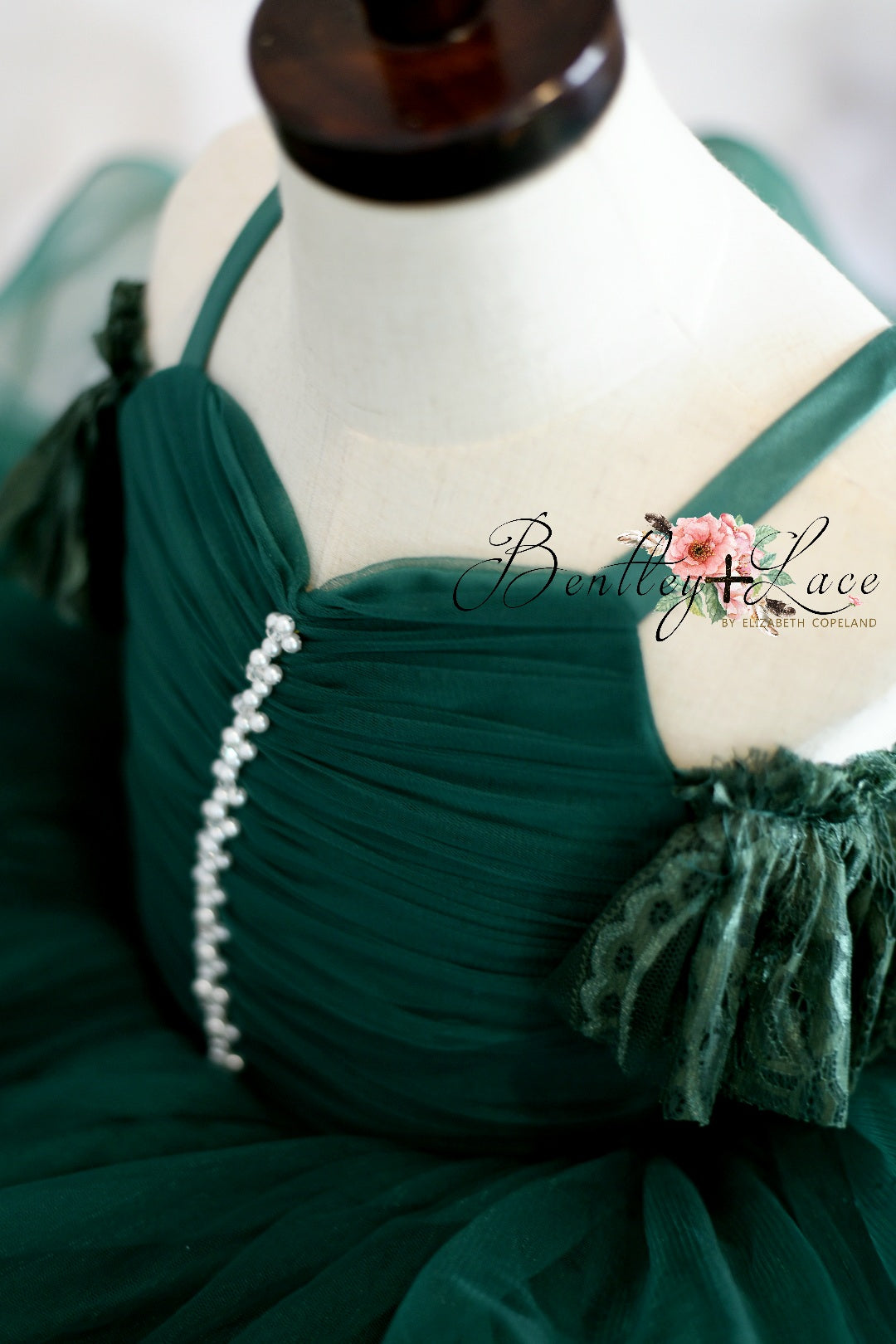 "Greer" in Evergreen Petal Length Dress (4 Year-Petite 5 Year)