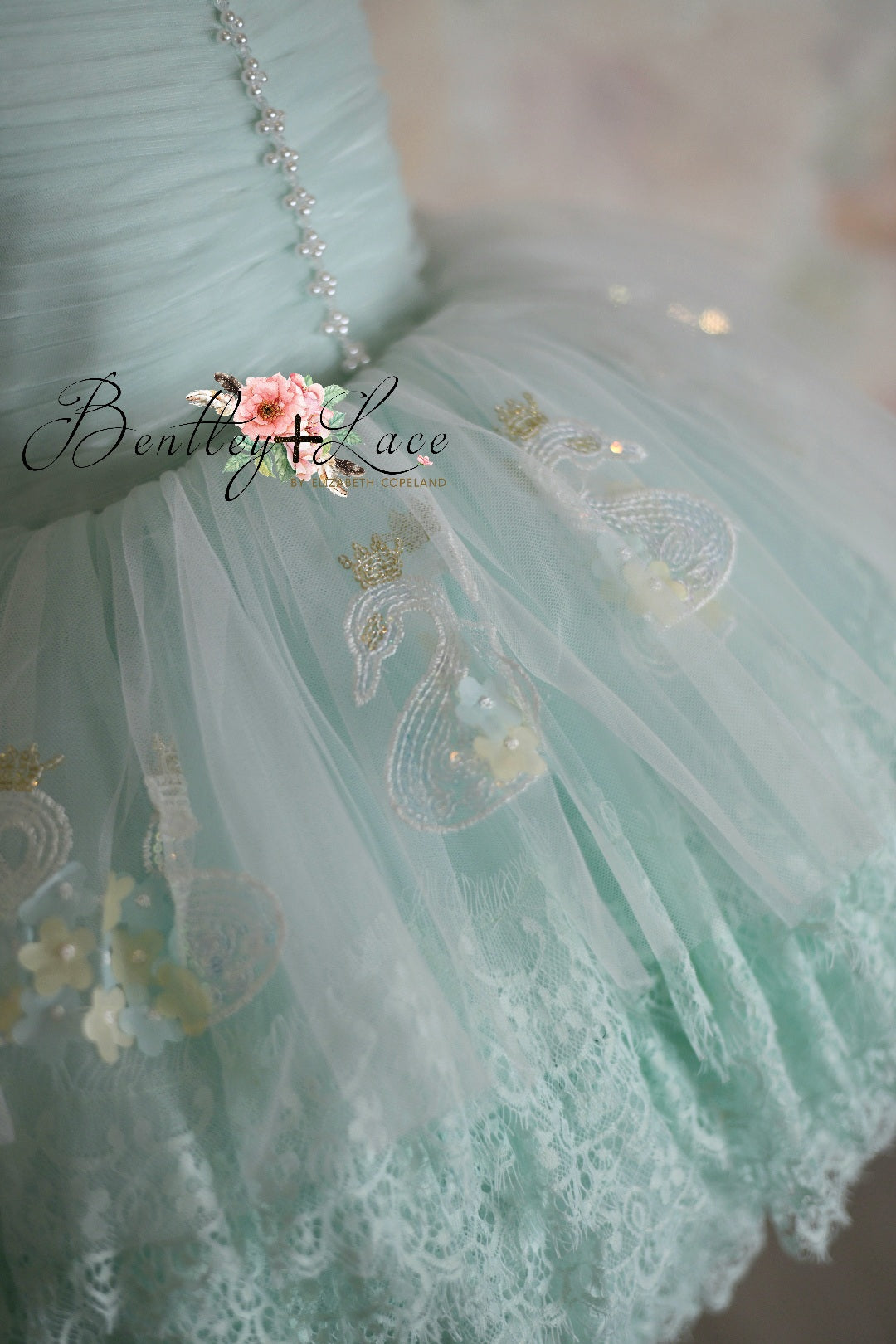 "Swan Dreams" - Pleated Bodice- Petal Length Dress - ( 5 Year - Petite 6 Year)