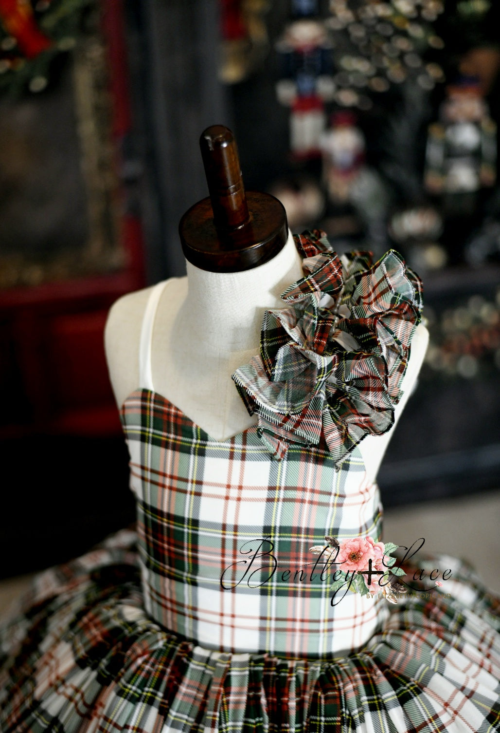 "Carolle" - Floor Long White Plaid ( 6 Year - Petite 7 Year)