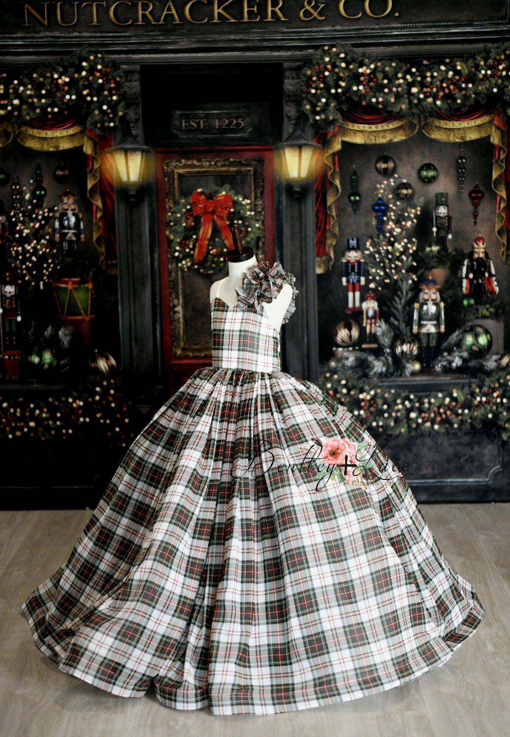 "Carolle" - Floor Long White Plaid ( 6 Year - Petite 7 Year)