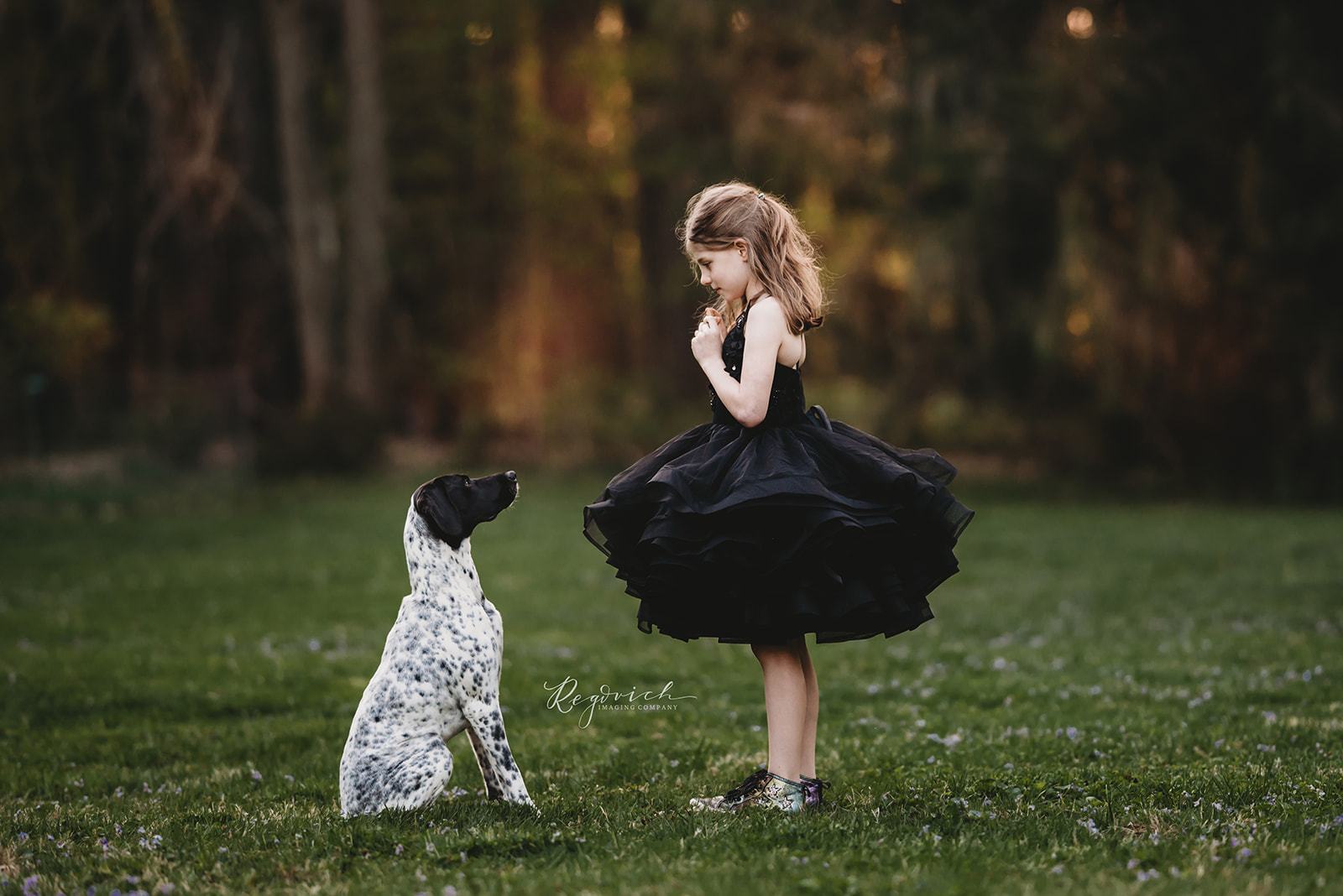 "Greer" in Midnight Petal Length Dress (5 Year-Petite 6 Year)