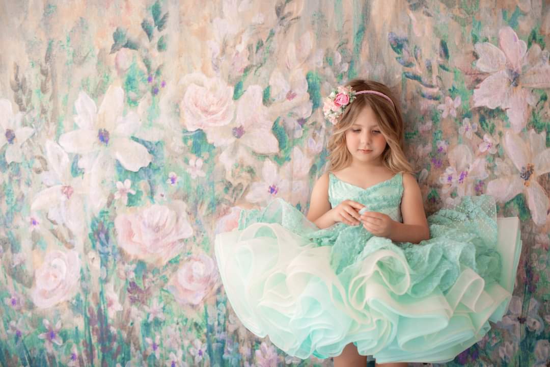 "Mint Dreams" - Petal Length Gown ( 4 Year - Petite 6 Year)