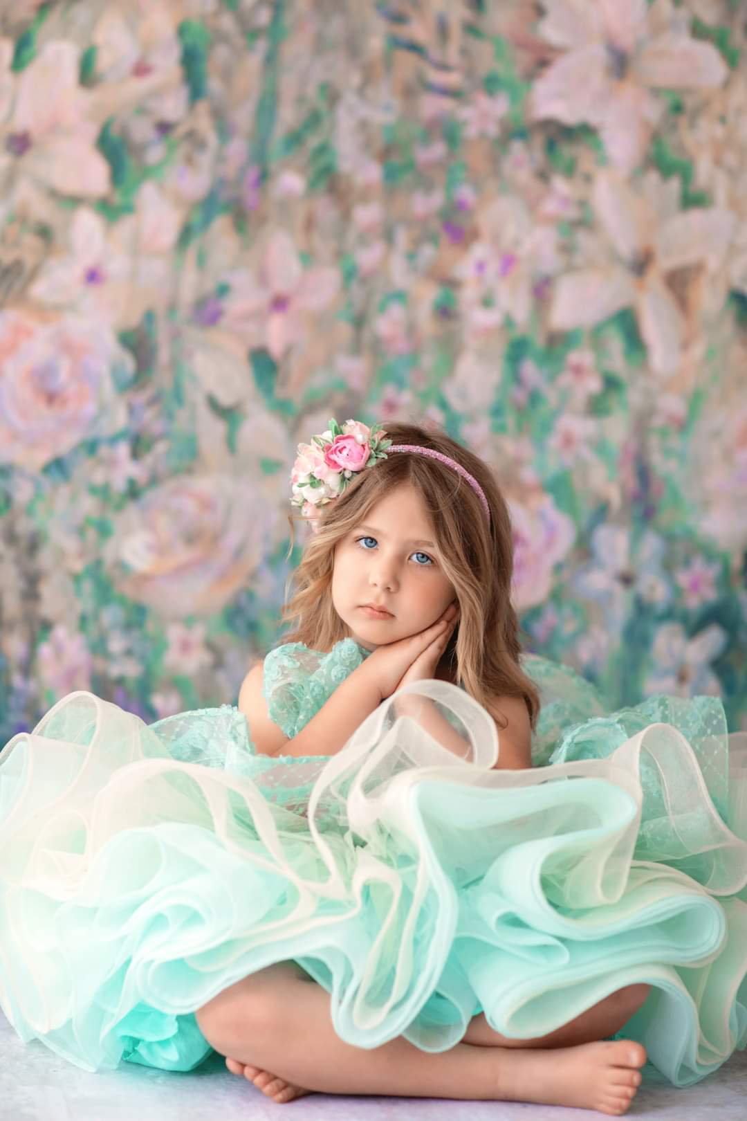"Mint Dreams" - Petal Length Gown ( 4 Year - Petite 6 Year)