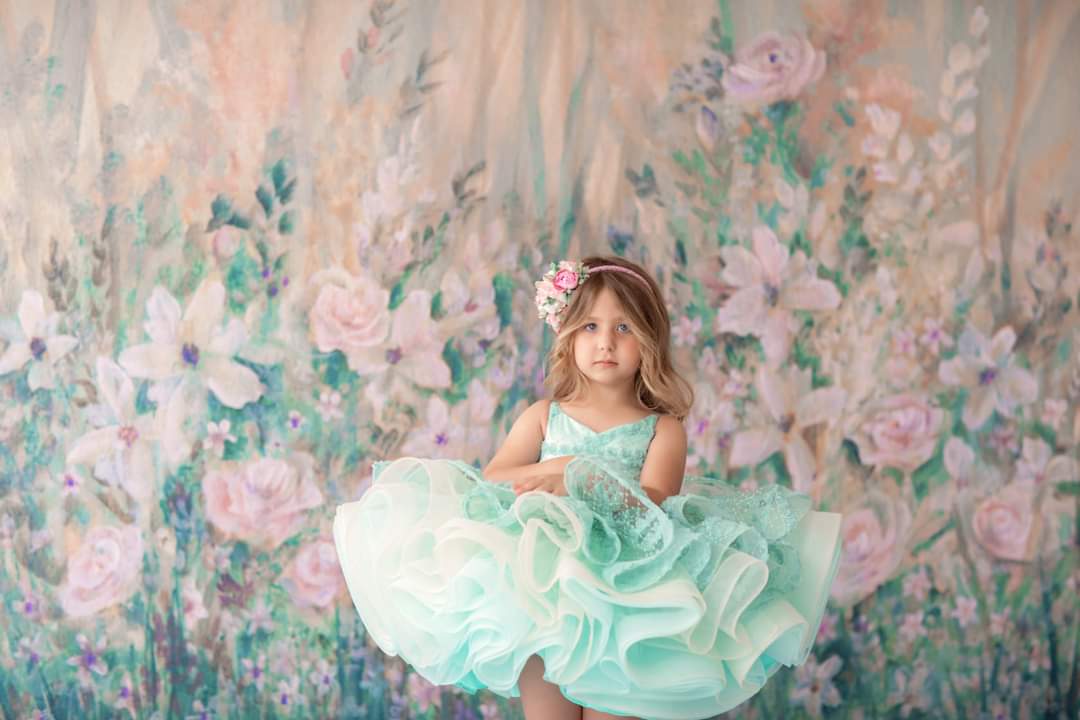 "Mint Dreams" - Petal Length Gown ( 4 Year - Petite 6 Year)