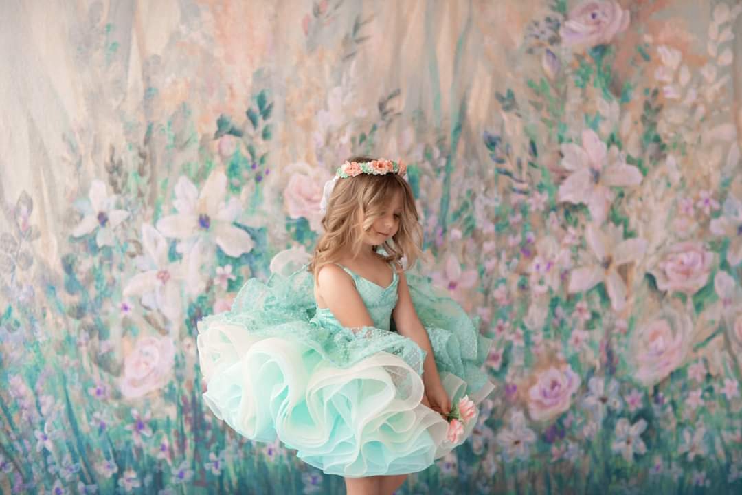 "Mint Dreams" - Petal Length Gown ( 4 Year - Petite 6 Year)