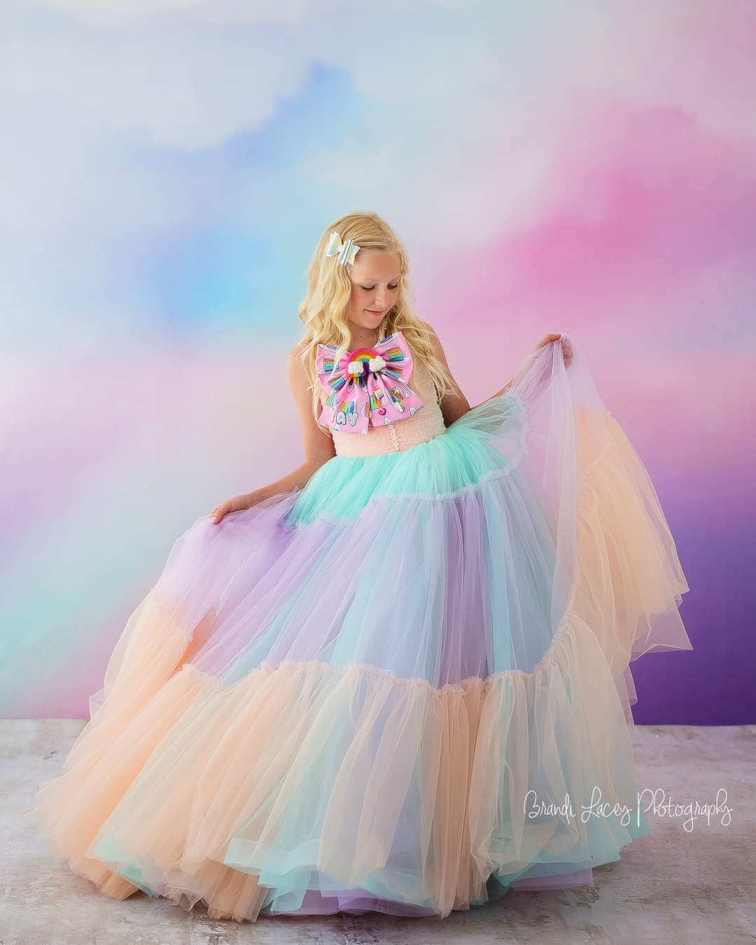 Euc Sherbet "Rainbow Party" Floor Length Dress (6 Year-Petite 8 Year)