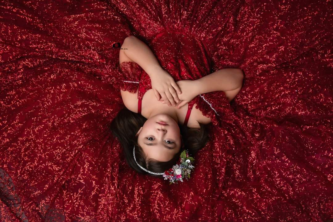 "Ruby Shimmer" -Floor Long - Editorial Dress, Couture Gown, Special Occasion Dress