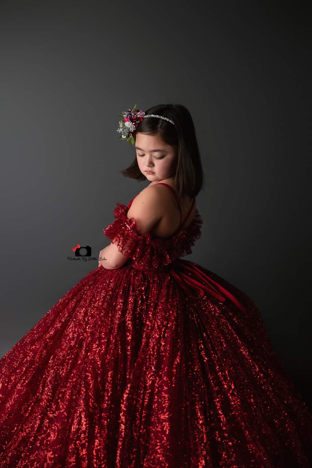 "Ruby Shimmer" -Floor Long - Editorial Dress, Couture Gown, Special Occasion Dress